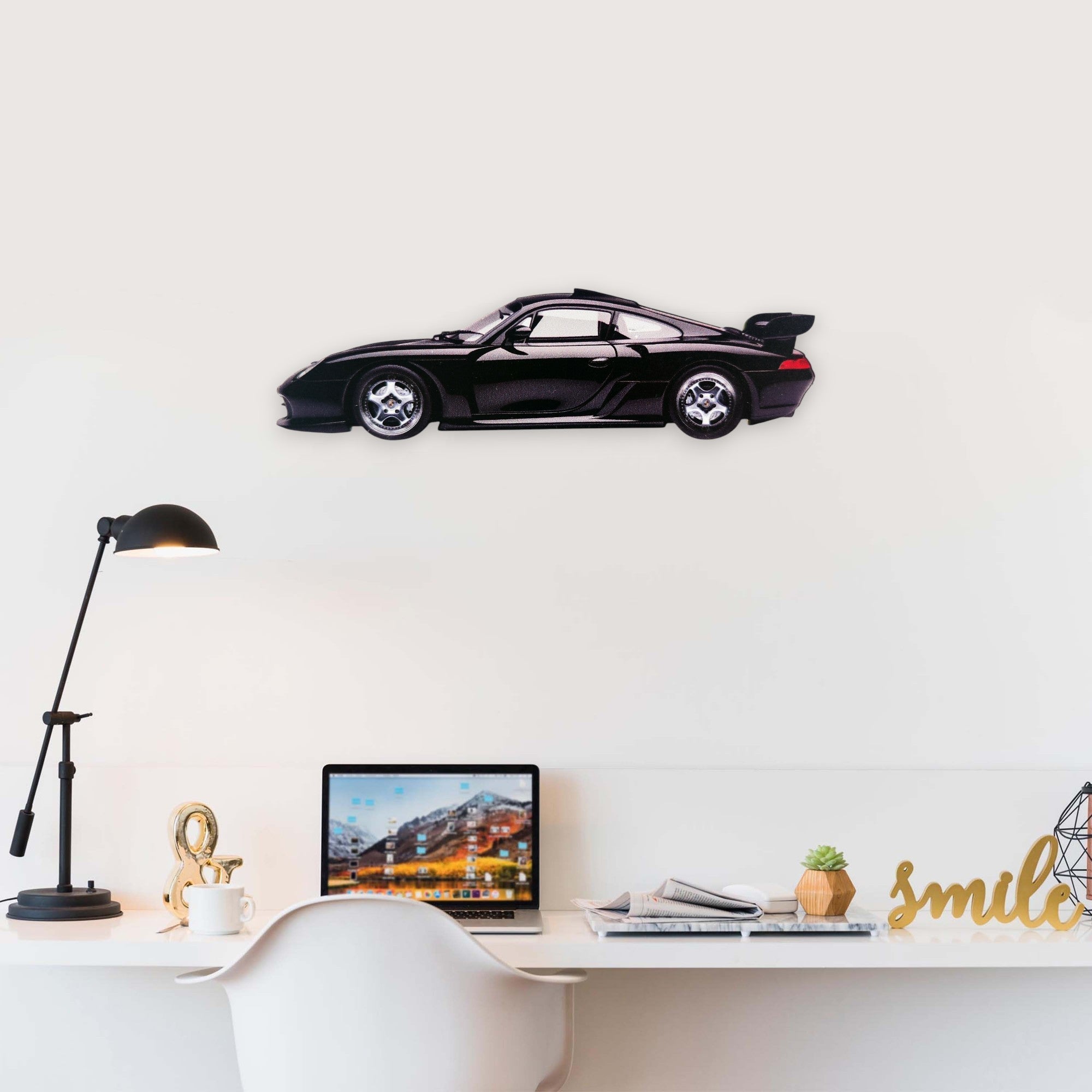 1996 Porsche 911 GT1 (1) Metal Car Wall Art, Color 2D Diecast Car Decor, Silhouette Metal Wall Art, Gift For Car Lovers, Detailed Color Metal Car