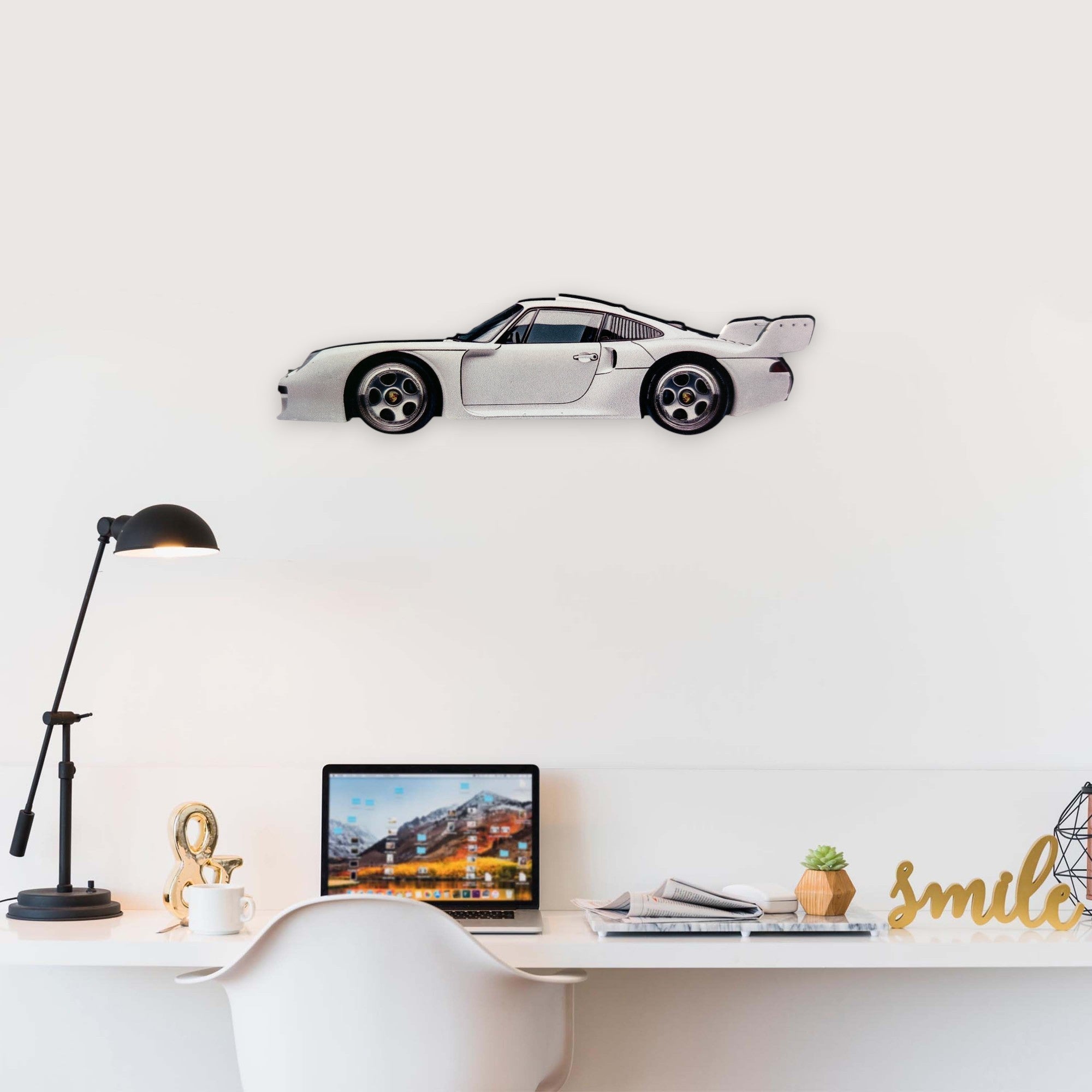 1996 Porsche 911 GT1 (2) Metal Car Wall Art, Color 2D Diecast Car Decor, Silhouette Metal Wall Art, Gift For Car Lovers, Detailed Color Metal Car
