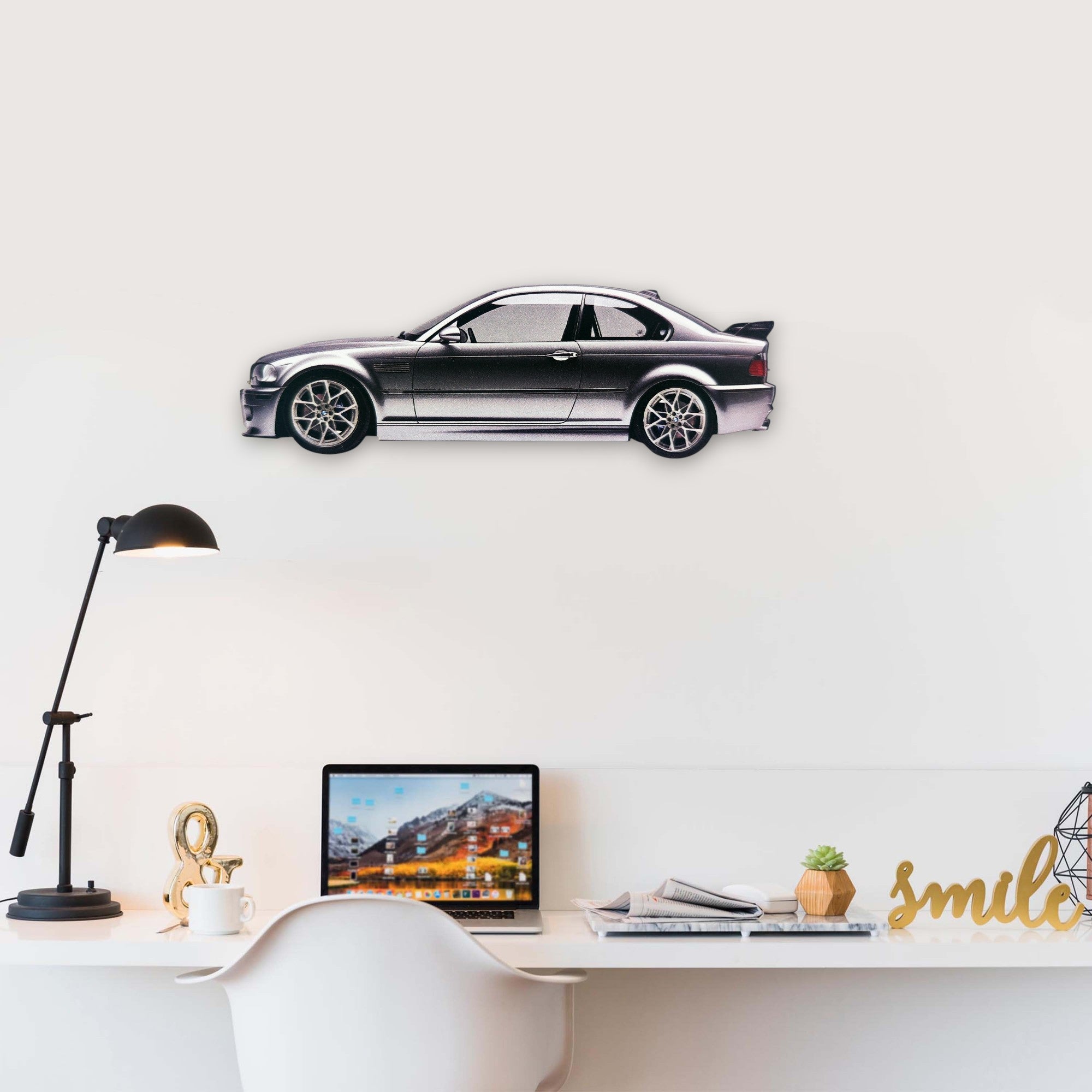 2000 BMW E46 M3 (2) Metal Car Wall Art, Color 2D Diecast Car Decor, Silhouette Metal Wall Art, Gift For Car Lovers, Detailed Color Metal Car