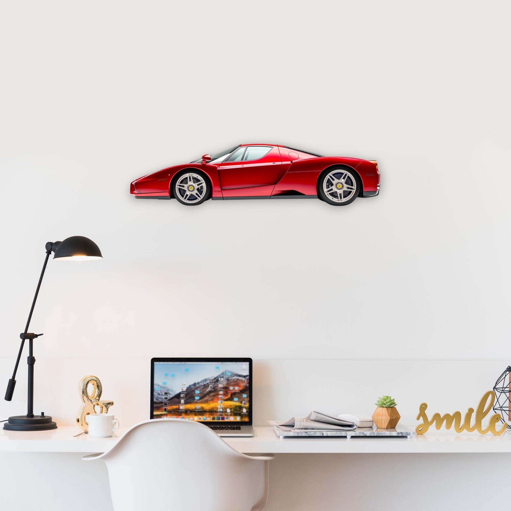 2002 Ferrari Enzo (1) Metal Car Wall Art, Color 2D Diecast Car Decor, Silhouette Metal Wall Art, Gift For Car Lovers, Detailed Color Metal Car