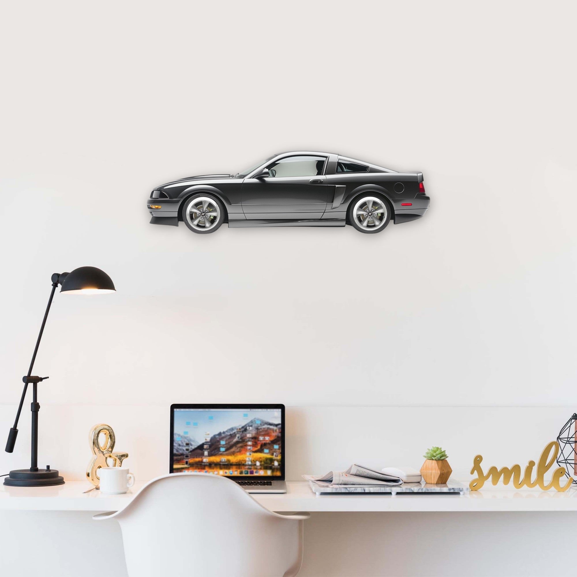 2004 Ford Mustang GT (1) Metal Car Wall Art, Color 2D Diecast Car Decor, Silhouette Metal Wall Art, Gift For Car Lovers, Detailed Color Metal Car