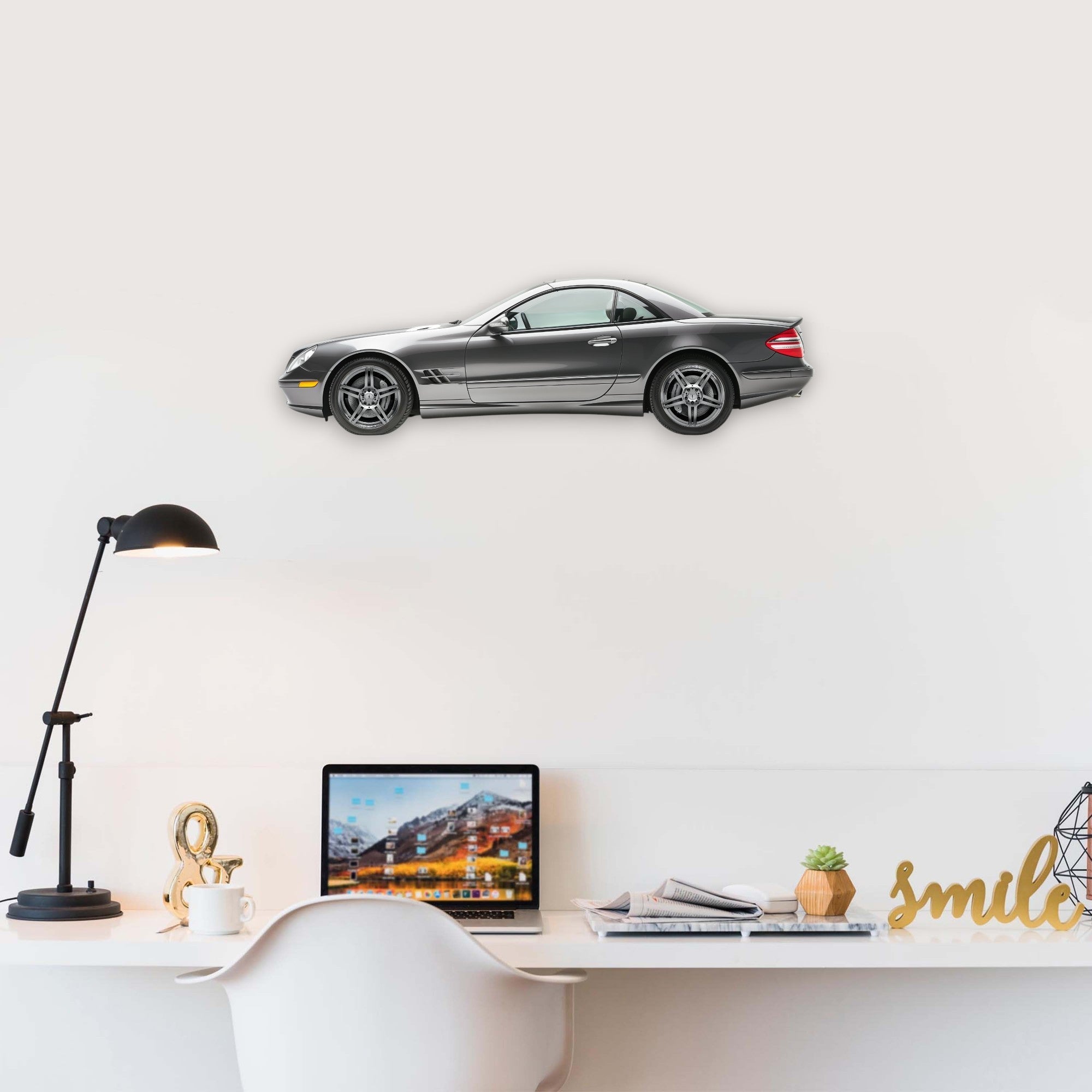 2004 Mercedes SL500 (2) Metal Car Wall Art, Color 2D Diecast Car Decor, Silhouette Metal Wall Art, Gift For Car Lovers, Detailed Color Metal Car