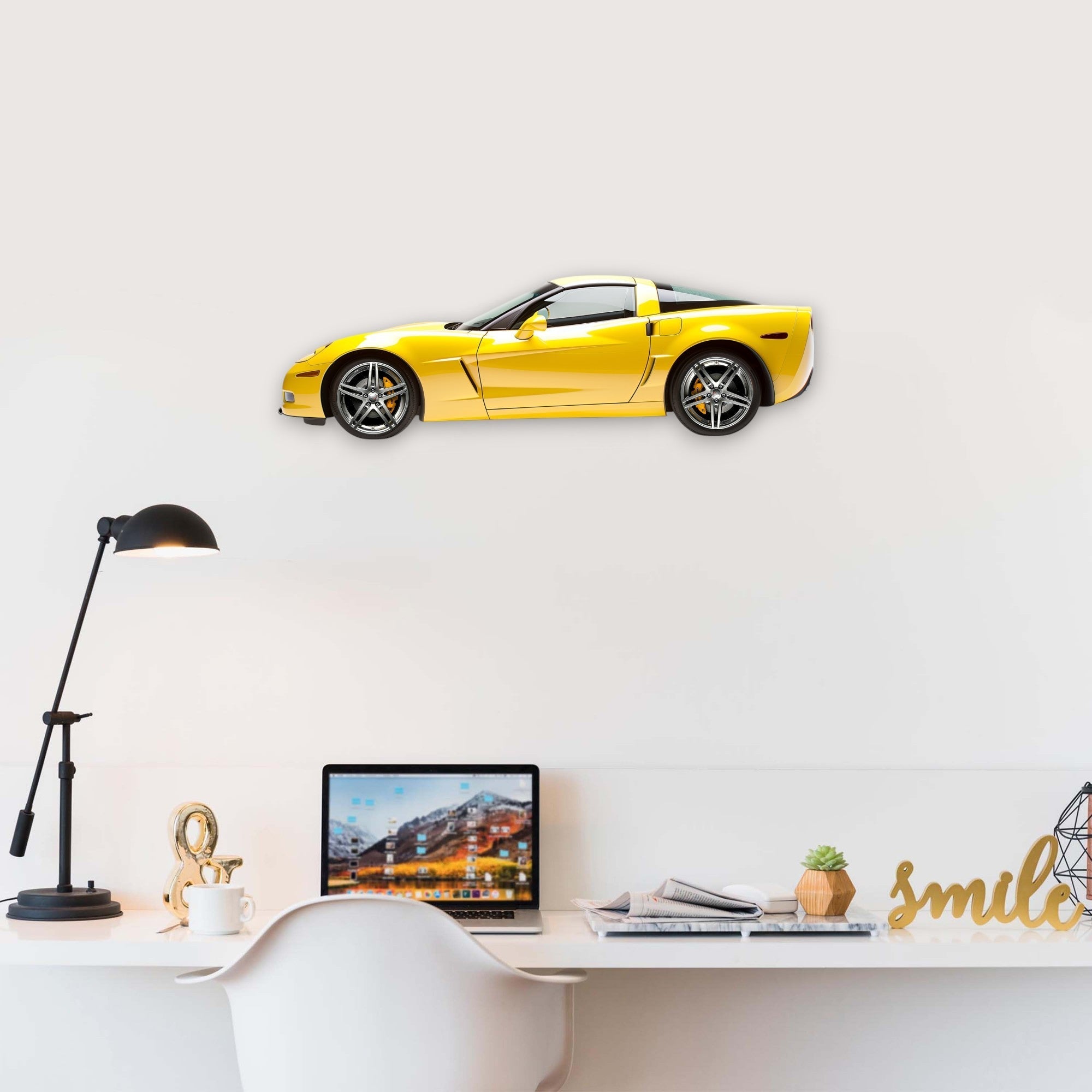 2005 Chevrolet Corvette C6 (2) Metal Car Wall Art, Color 2D Diecast Car Decor, Silhouette Metal Wall Art, Gift For Car Lovers, Detailed Color Metal Car