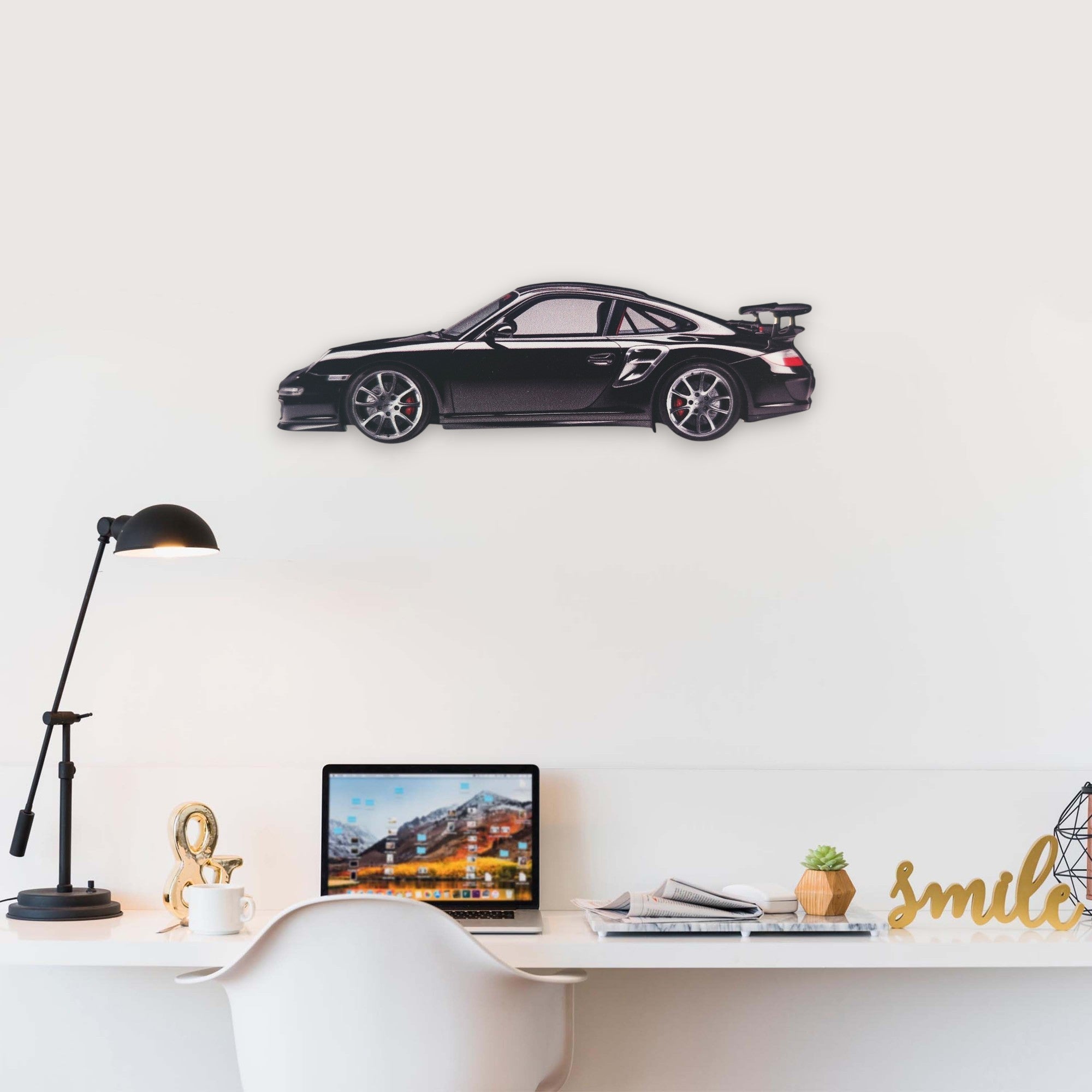 2006 Porsche 911 (997) GT3 RS (1) Metal Car Wall Art, Color 2D Diecast Car Decor, Silhouette Metal Wall Art, Gift For Car Lovers, Detailed Color Metal Car