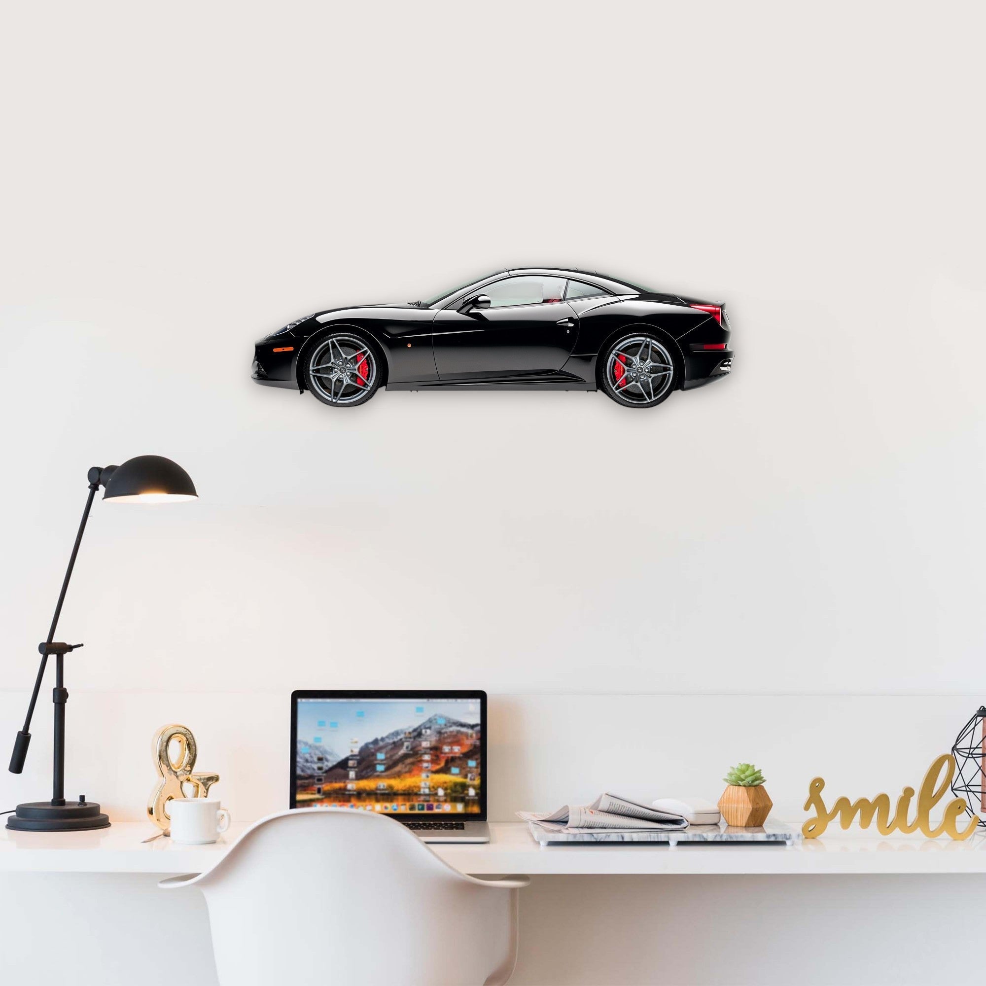 2008 Ferrari California (1) Metal Car Wall Art, Color 2D Diecast Car Decor, Silhouette Metal Wall Art, Gift For Car Lovers, Detailed Color Metal Car