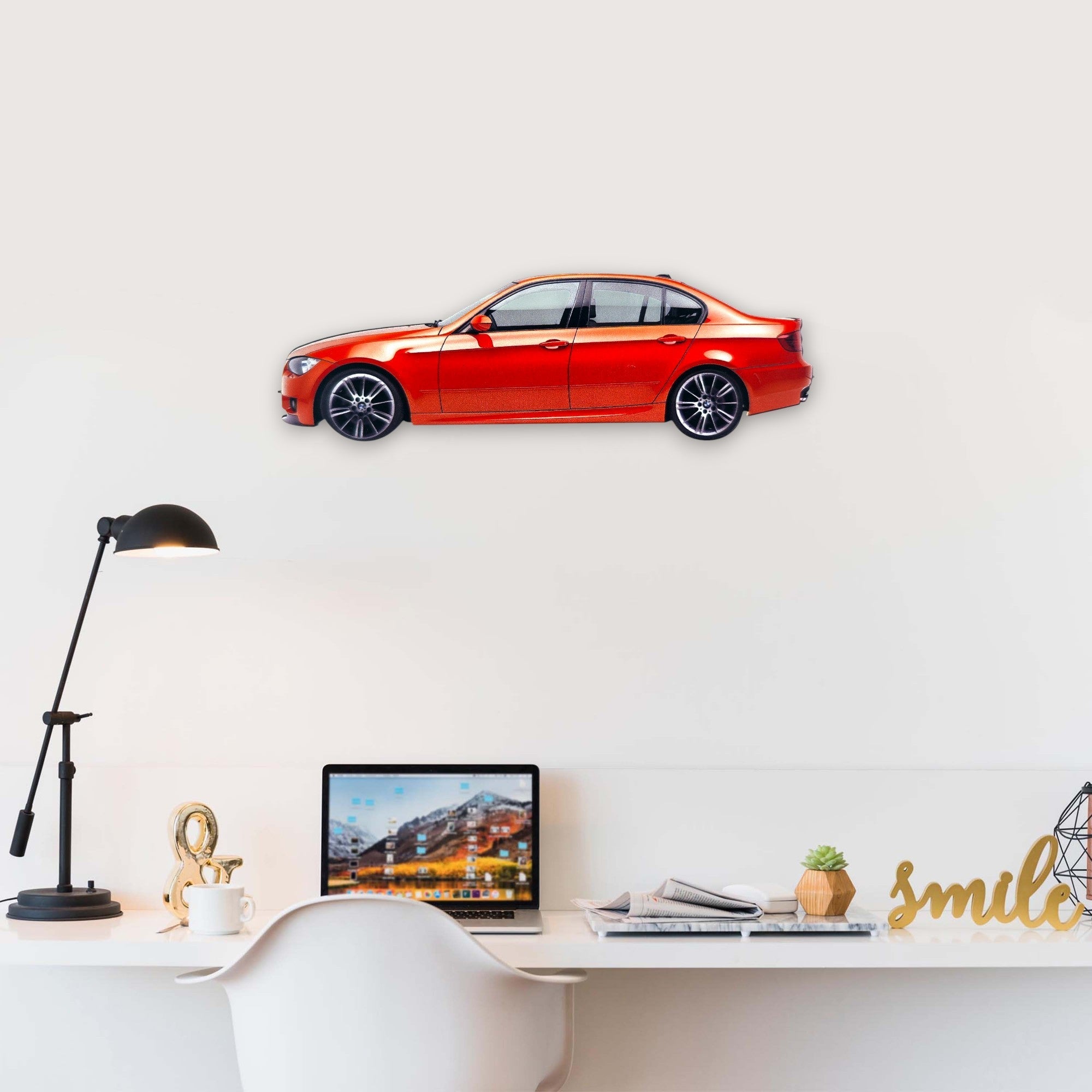 2011 BMW E90 335d (1) Metal Car Wall Art, Color 2D Diecast Car Decor, Silhouette Metal Wall Art, Gift For Car Lovers, Detailed Color Metal Car