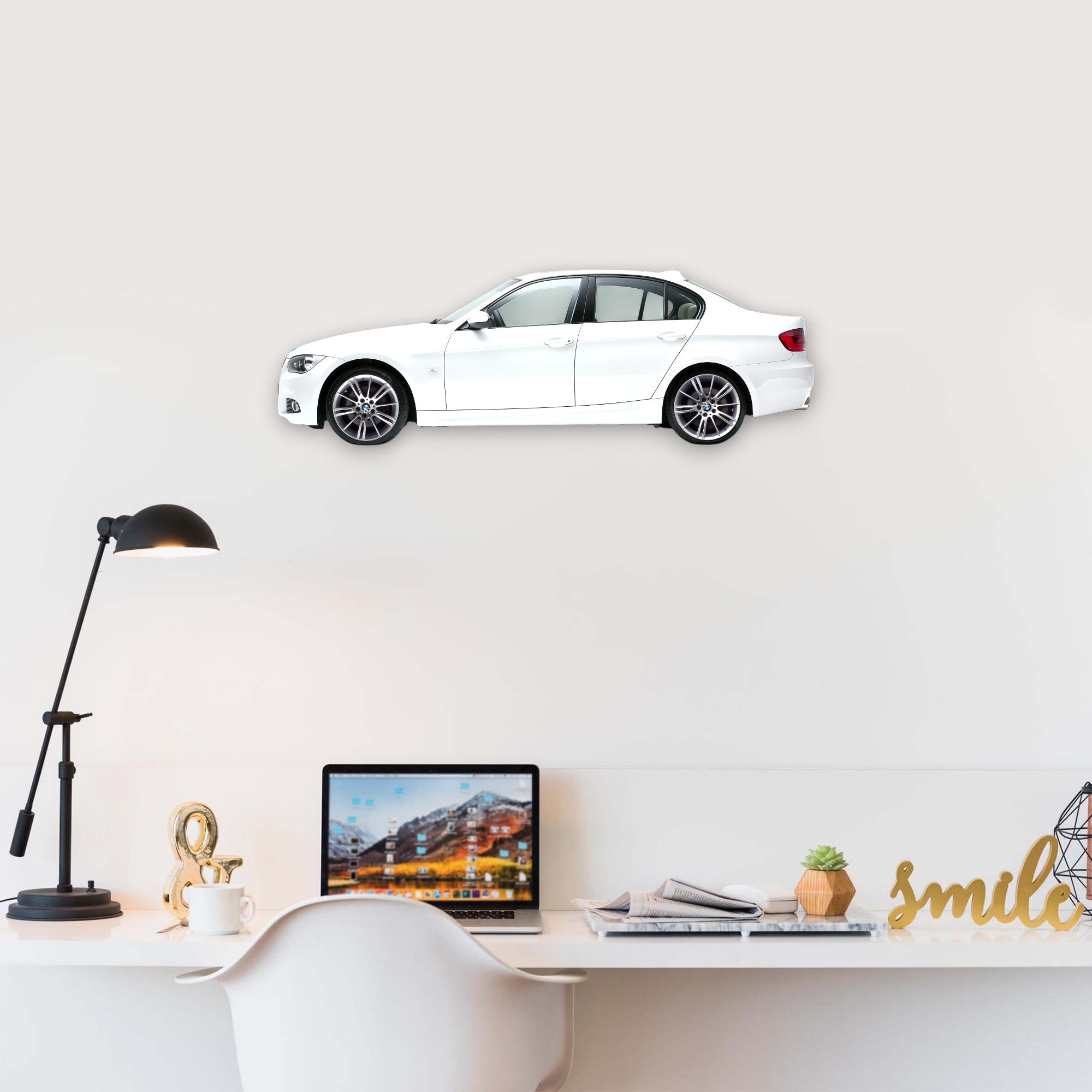 2011 BMW E90 335d (2) Metal Car Wall Art, Color 2D Diecast Car Decor, Silhouette Metal Wall Art, Gift For Car Lovers, Detailed Color Metal Car