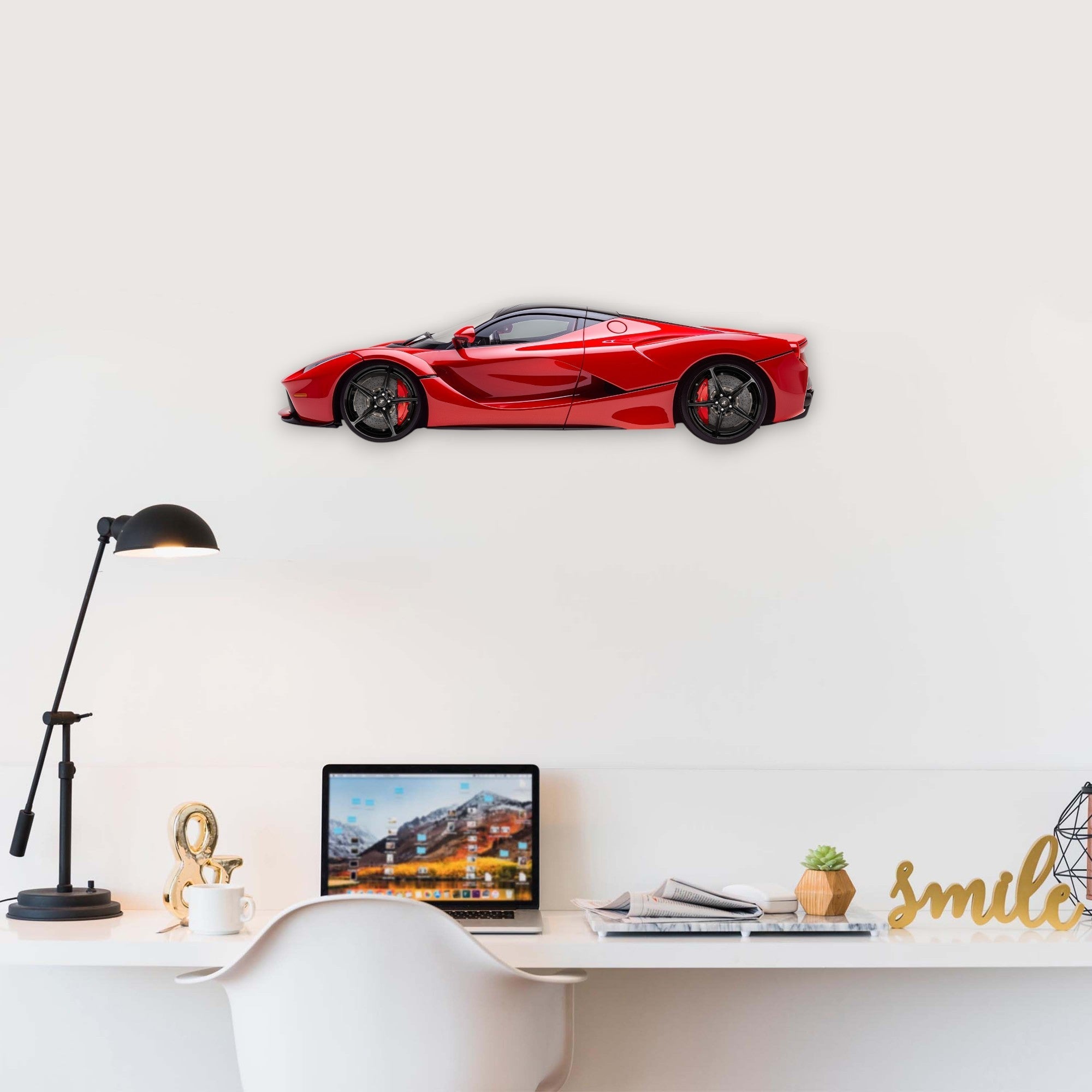 2013 Ferrari LaFerrari (1) Metal Car Wall Art, Color 2D Diecast Car Decor, Silhouette Metal Wall Art, Gift For Car Lovers, Detailed Color Metal Car