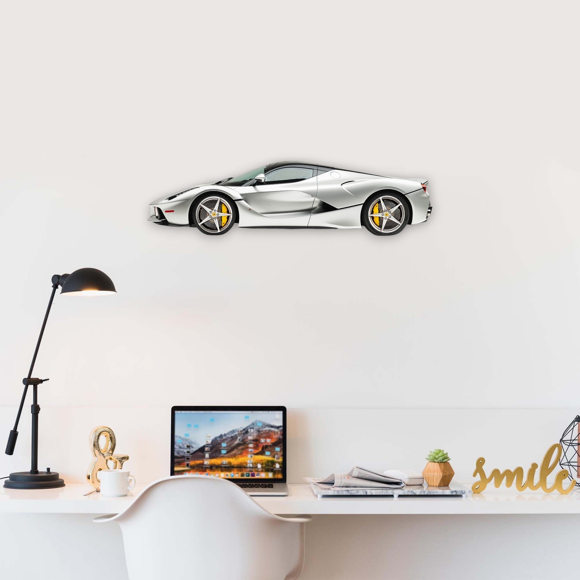 2013 Ferrari LaFerrari (2) Metal Car Wall Art, Color 2D Diecast Car Decor, Silhouette Metal Wall Art, Gift For Car Lovers, Detailed Color Metal Car