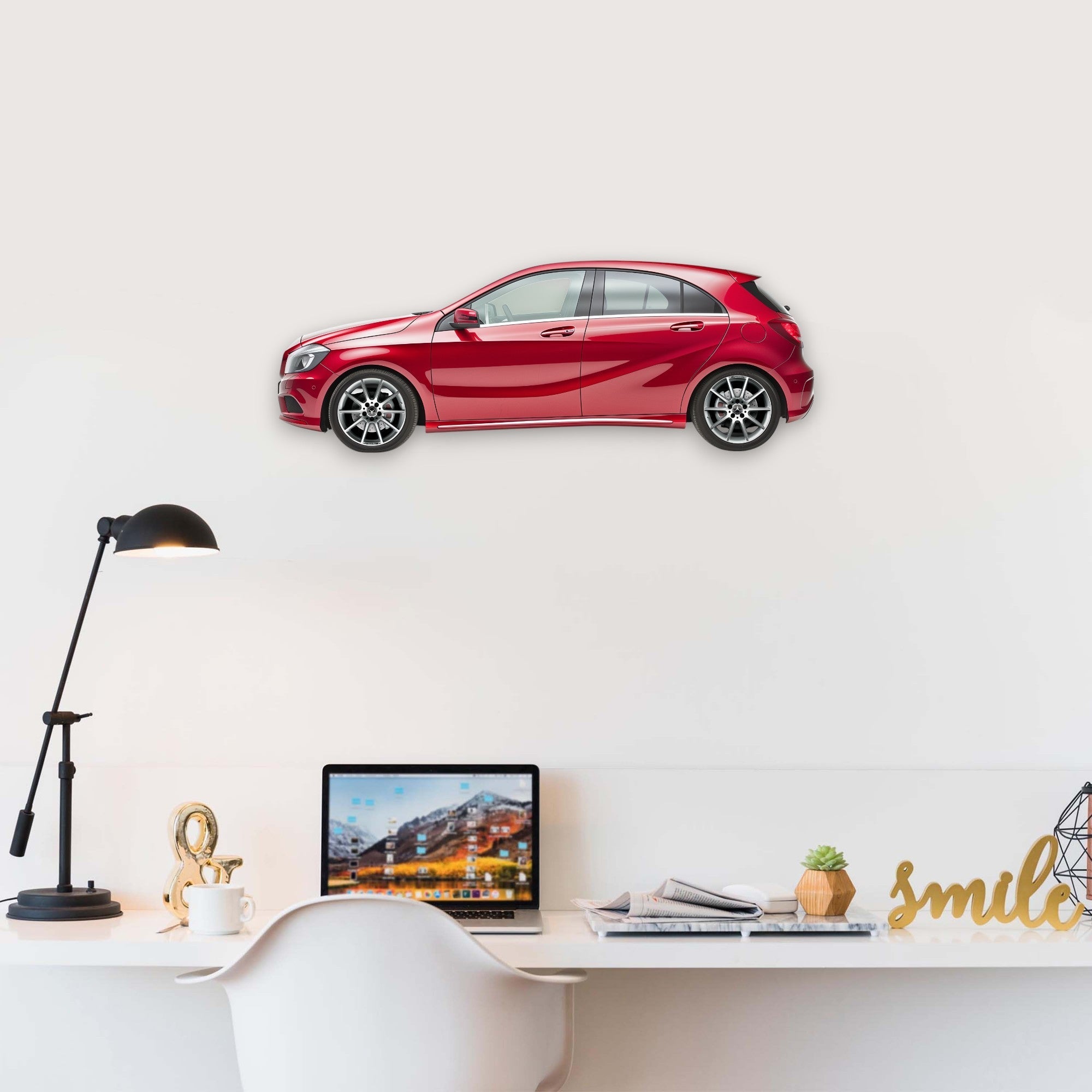 2013 Mercedes-Benz A-Class (1) Metal Car Wall Art, Color 2D Diecast Car Decor, Silhouette Metal Wall Art, Gift For Car Lovers, Detailed Color Metal Car