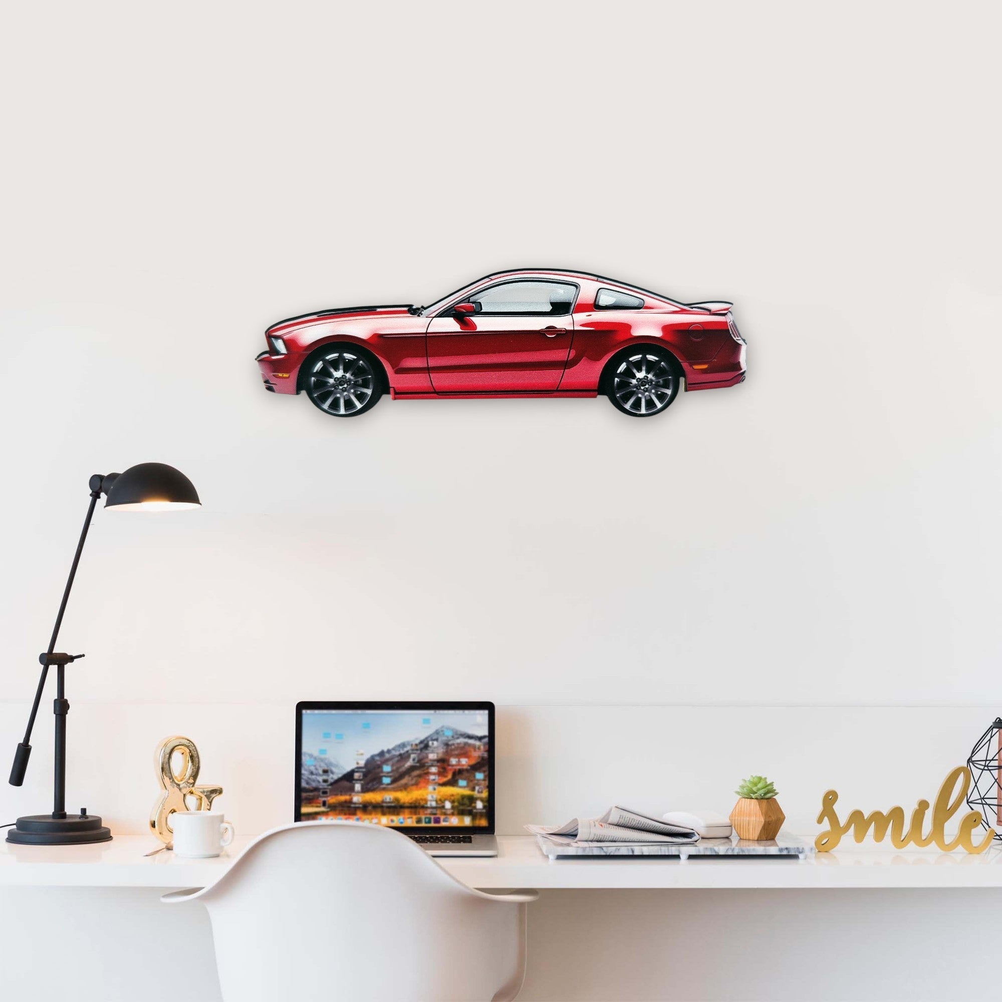 2014 Ford Mustang GT (1) Metal Car Wall Art, Color 2D Diecast Car Decor, Silhouette Metal Wall Art, Gift For Car Lovers, Detailed Color Metal Car