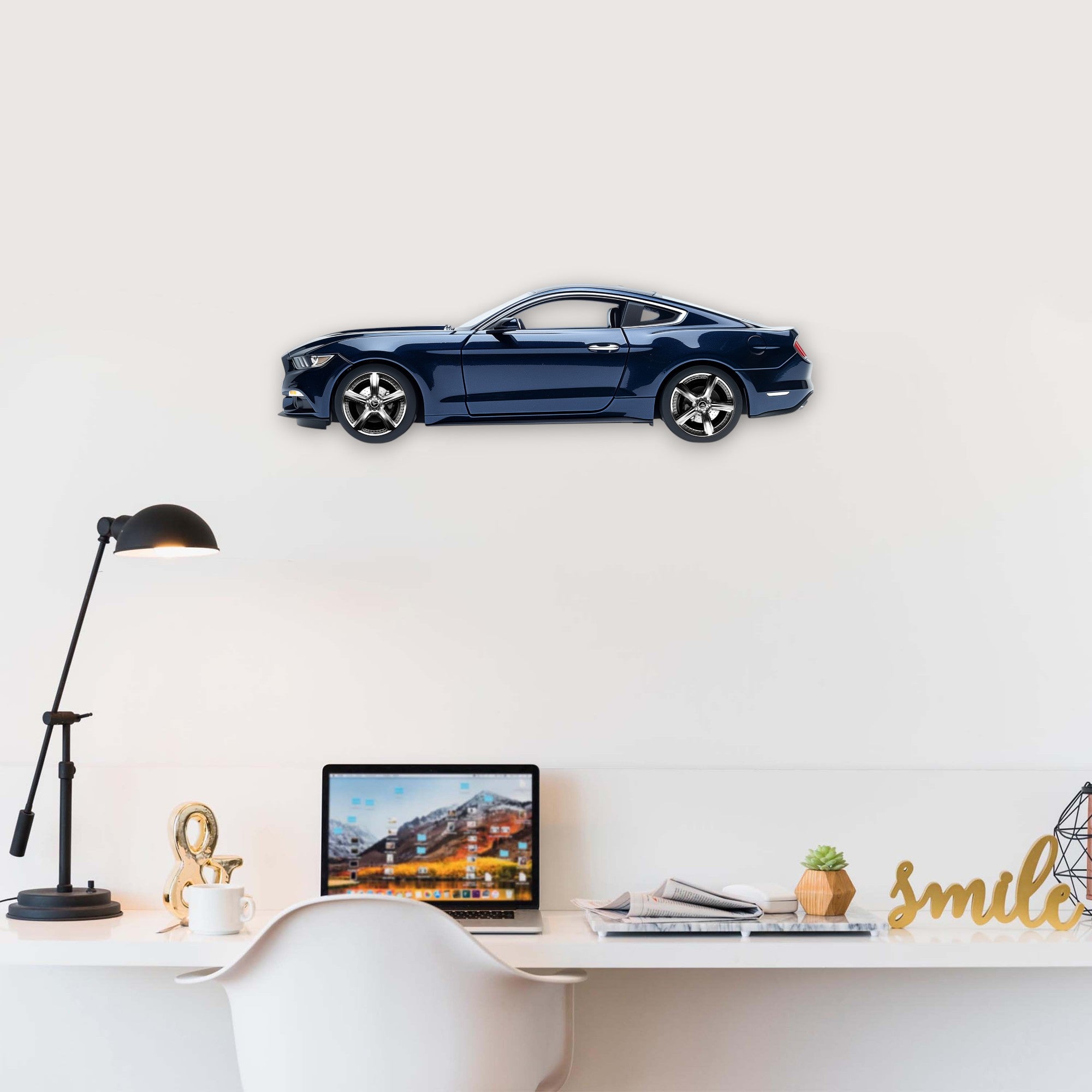 2015 Ford Mustang (2) Metal Car Wall Art, Color 2D Diecast Car Decor, Silhouette Metal Wall Art, Gift For Car Lovers, Detailed Color Metal Car