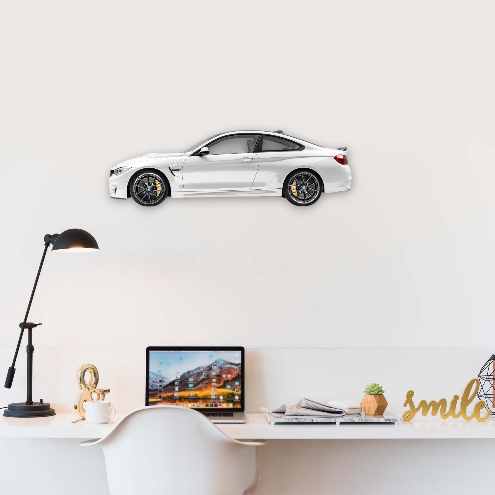 2016 BMW M4 (2) Metal Car Wall Art, Color 2D Diecast Car Decor, Silhouette Metal Wall Art, Gift For Car Lovers, Detailed Color Metal Car