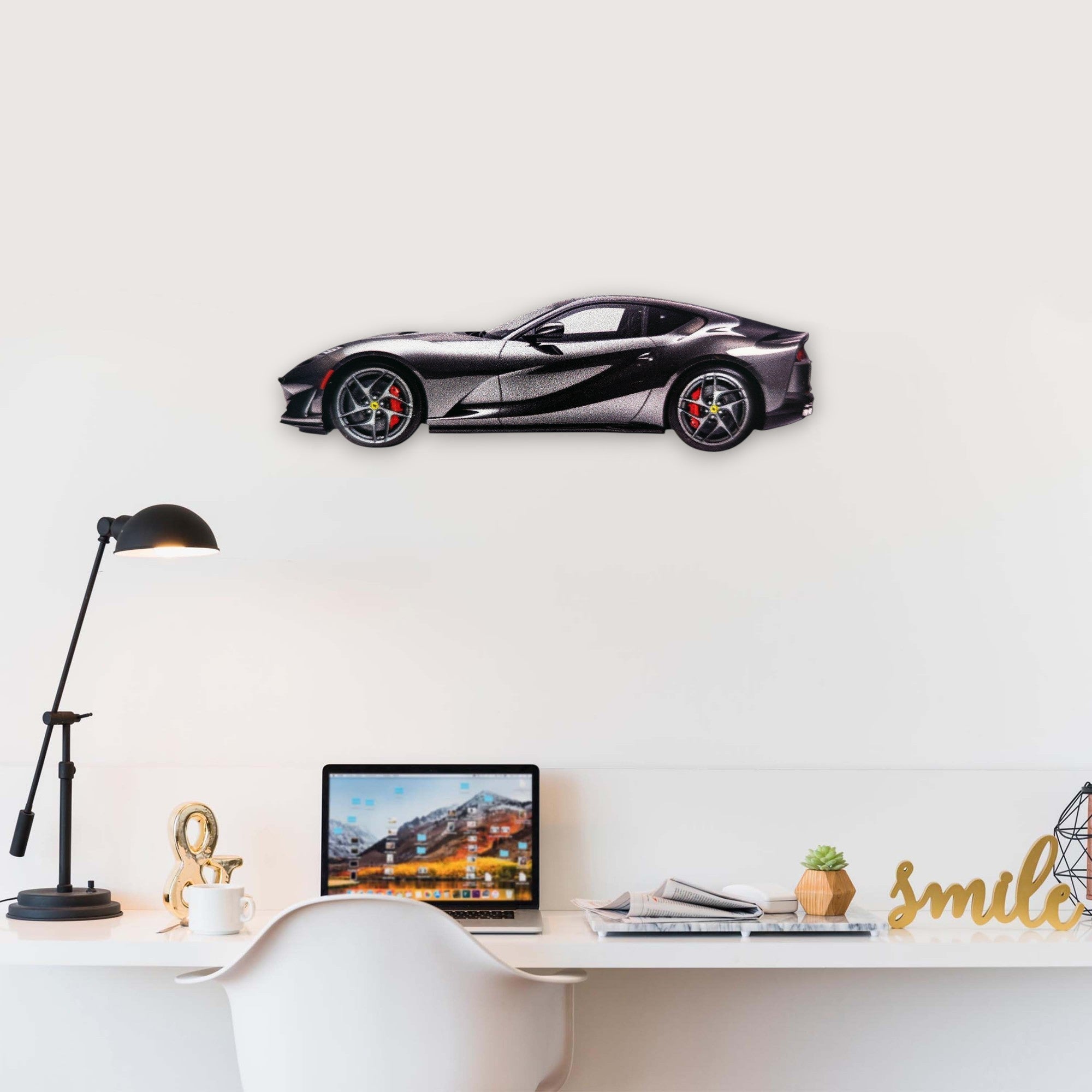 2017 Ferrari 812 Superfast (1) Metal Car Wall Art, Color 2D Diecast Car Decor, Silhouette Metal Wall Art, Gift For Car Lovers, Detailed Color Metal Car