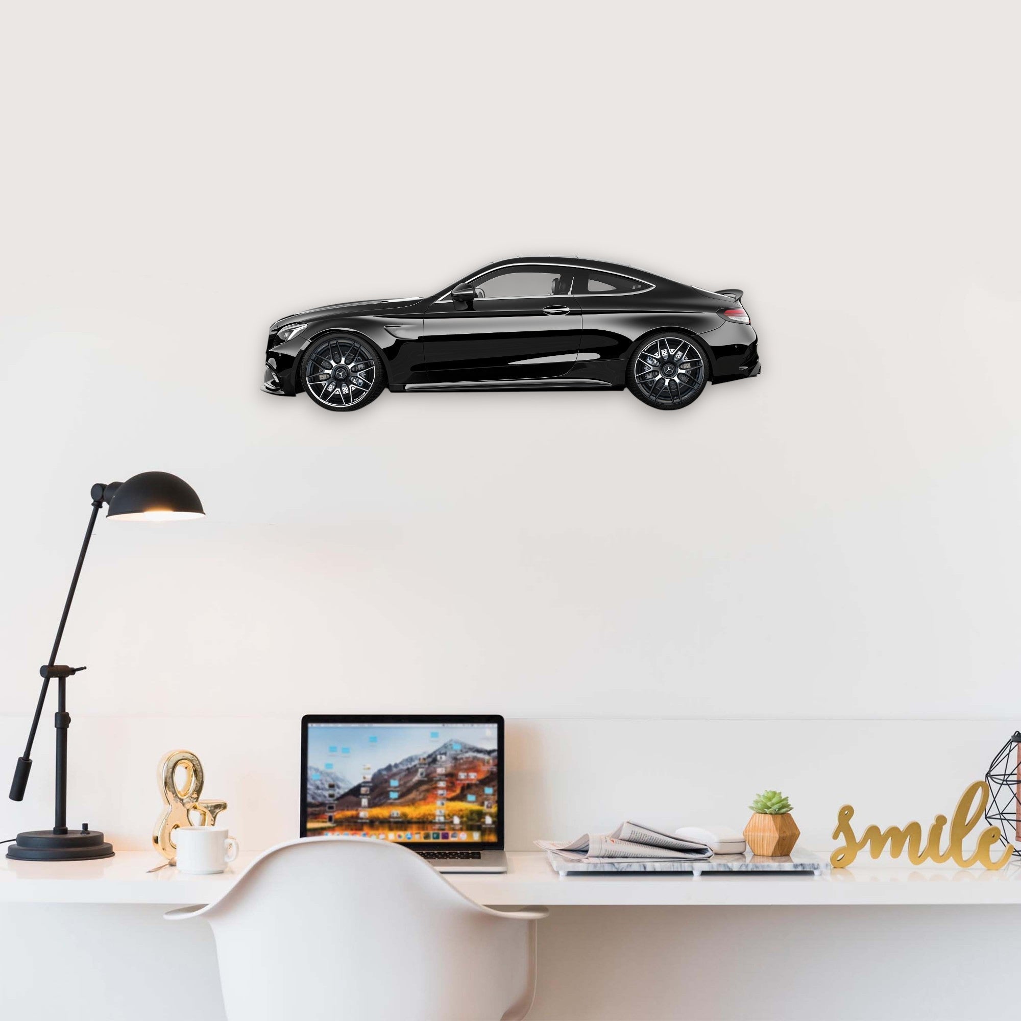 2017 Mercedes C63 AMG (1) Metal Car Wall Art, Color 2D Diecast Car Decor, Silhouette Metal Wall Art, Gift For Car Lovers, Detailed Color Metal Car