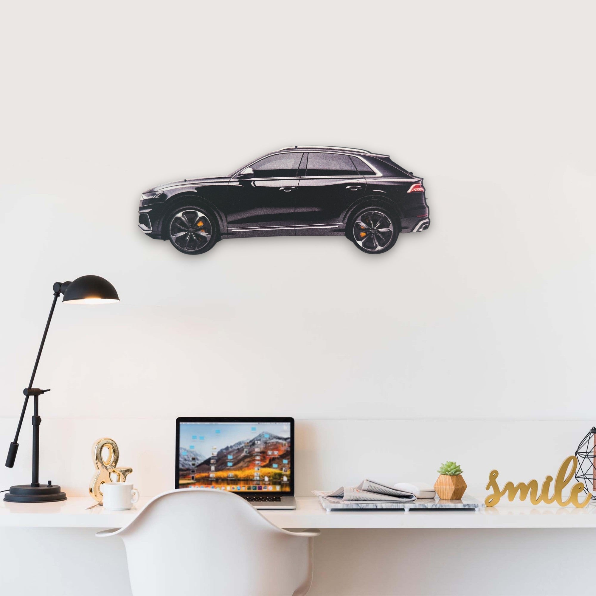 2018 Audi Q8 (1) Metal Car Wall Art, Color 2D Diecast Car Decor, Silhouette Metal Wall Art, Gift For Car Lovers, Detailed Color Metal Car