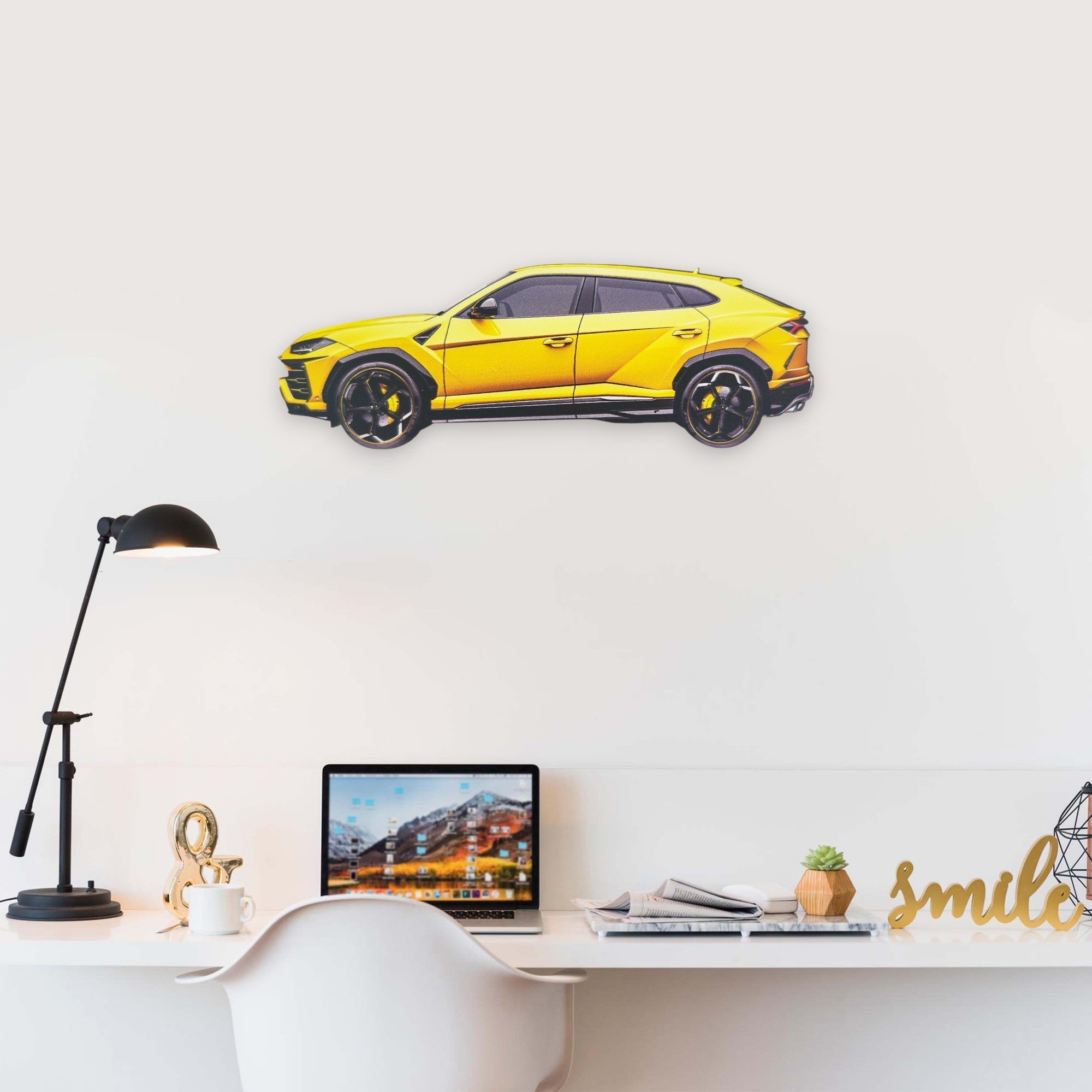 2018 Lamborghini Urus (2) Metal Car Wall Art, Color 2D Diecast Car Decor, Silhouette Metal Wall Art, Gift For Car Lovers, Detailed Color Metal Car