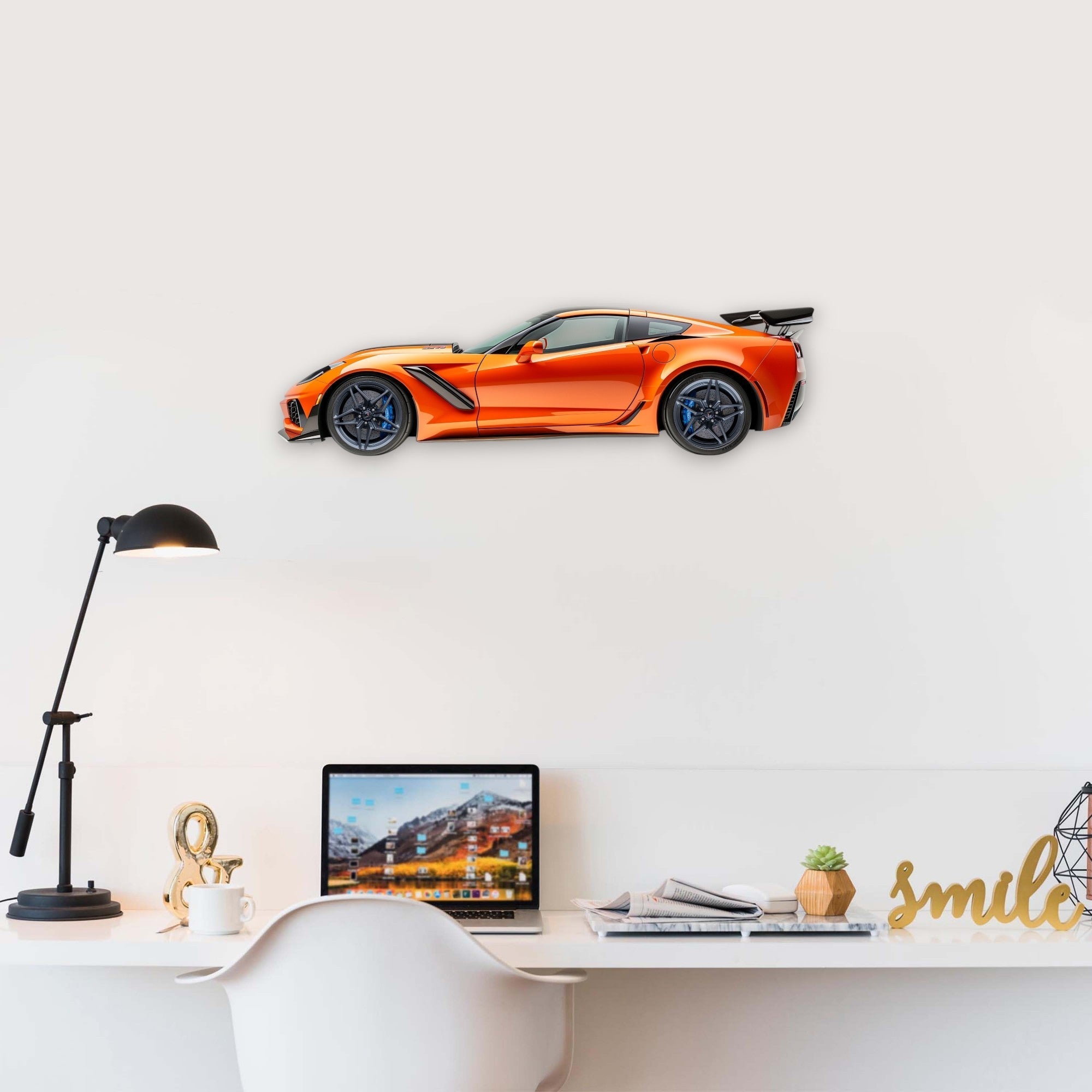 2019 Chevrolet Corvette ZR1 C7 (1) Metal Car Wall Art, Color 2D Diecast Car Decor, Silhouette Metal Wall Art, Gift For Car Lovers, Detailed Color Metal Car