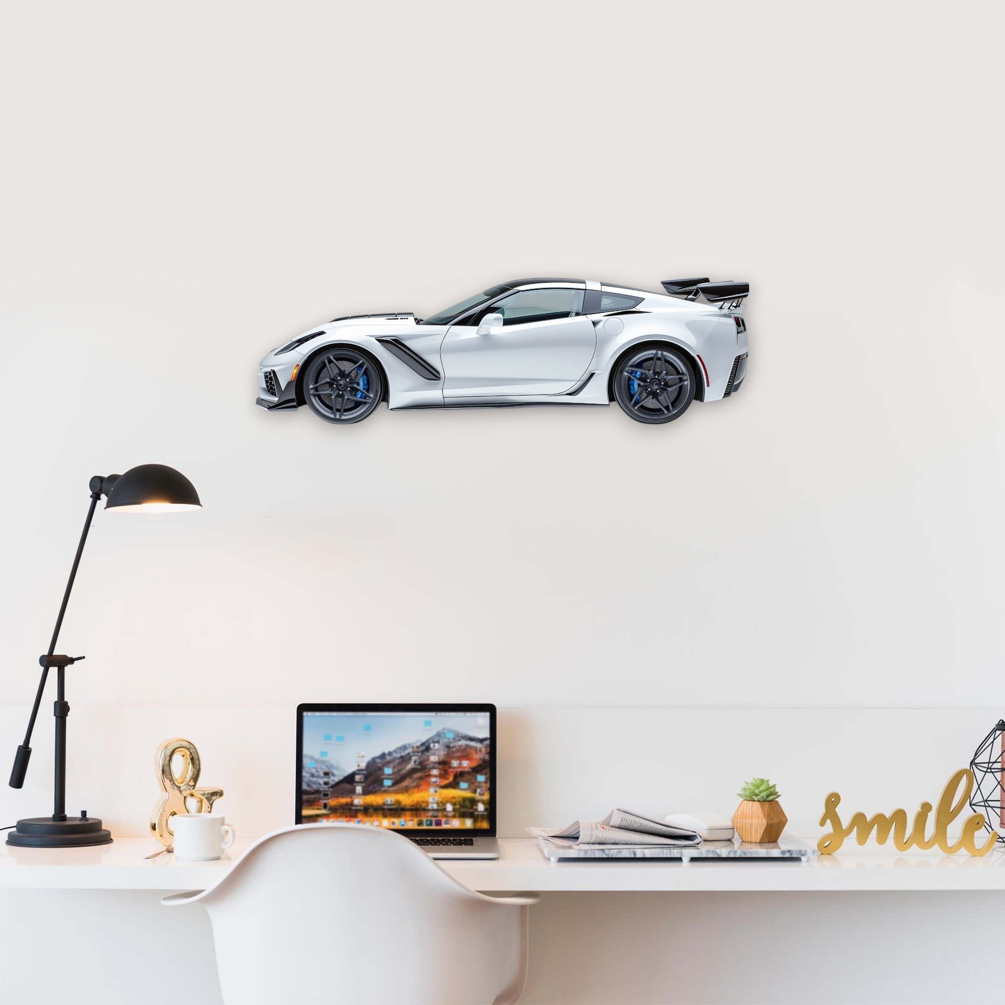 2019 Chevrolet Corvette ZR1 C7 (2) Metal Car Wall Art, Color 2D Diecast Car Decor, Silhouette Metal Wall Art, Gift For Car Lovers, Detailed Color Metal Car