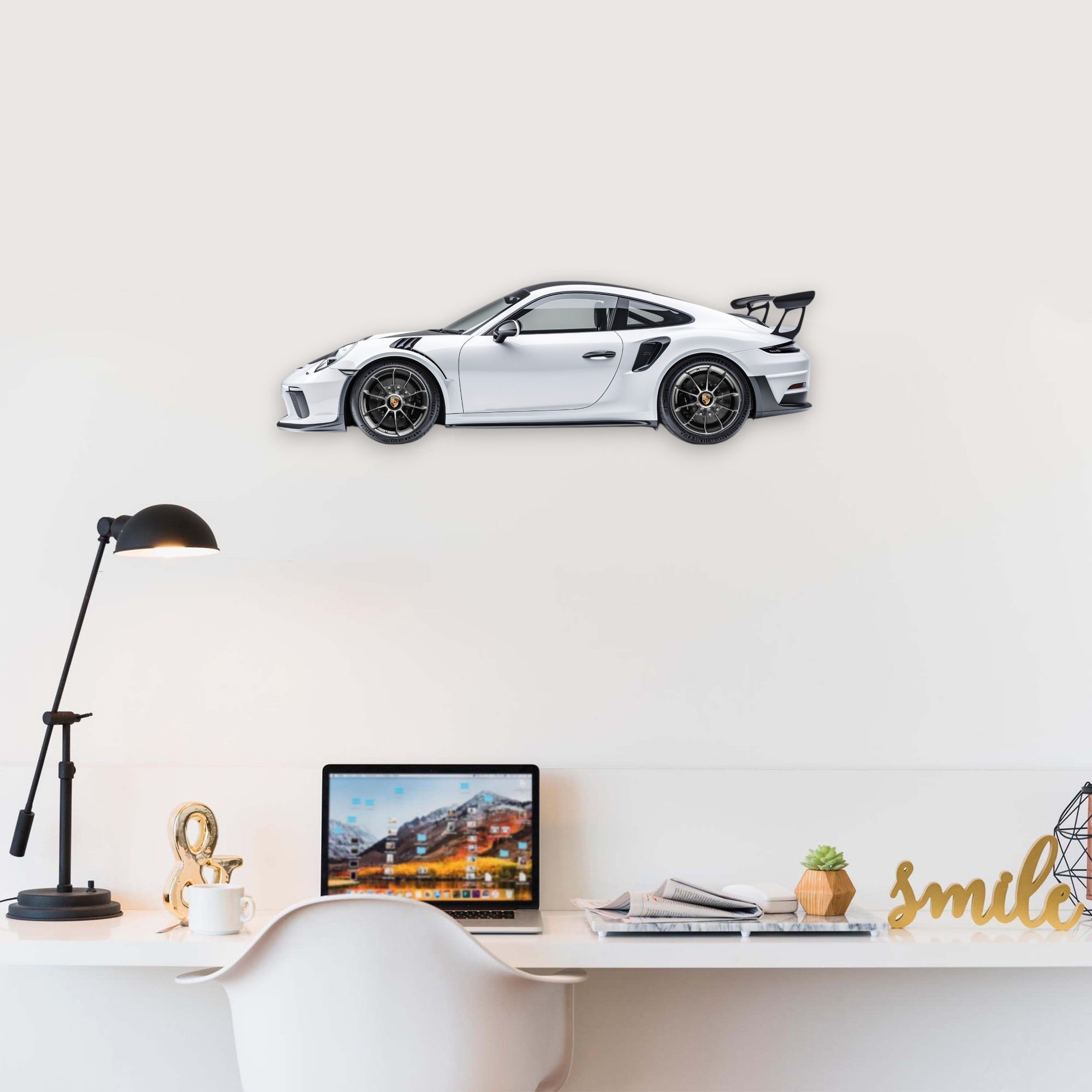 2019 Porsche 911 (991.2) GT3 RS (2) Metal Car Wall Art, Color 2D Diecast Car Decor, Silhouette Metal Wall Art, Gift For Car Lovers, Detailed Color Metal Car