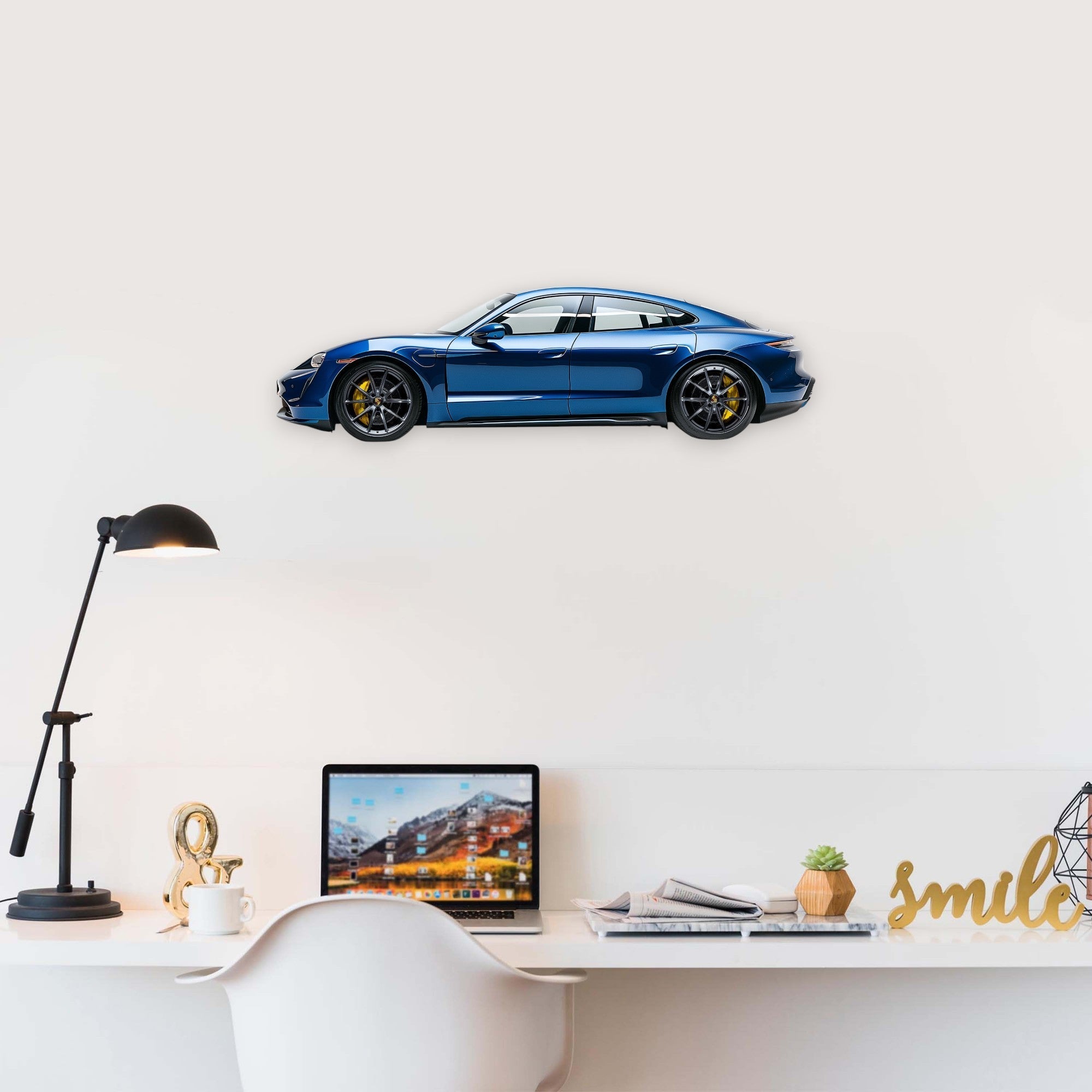 2019 Porsche Taycan (1) Metal Car Wall Art, Color 2D Diecast Car Decor, Silhouette Metal Wall Art, Gift For Car Lovers, Detailed Color Metal Car