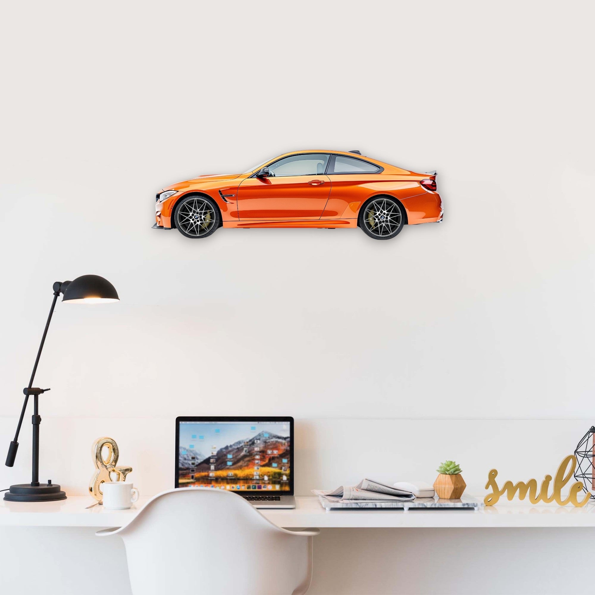2020 BMW M4 F82 (1) Metal Car Wall Art, Color 2D Diecast Car Decor, Silhouette Metal Wall Art, Gift For Car Lovers, Detailed Color Metal Car