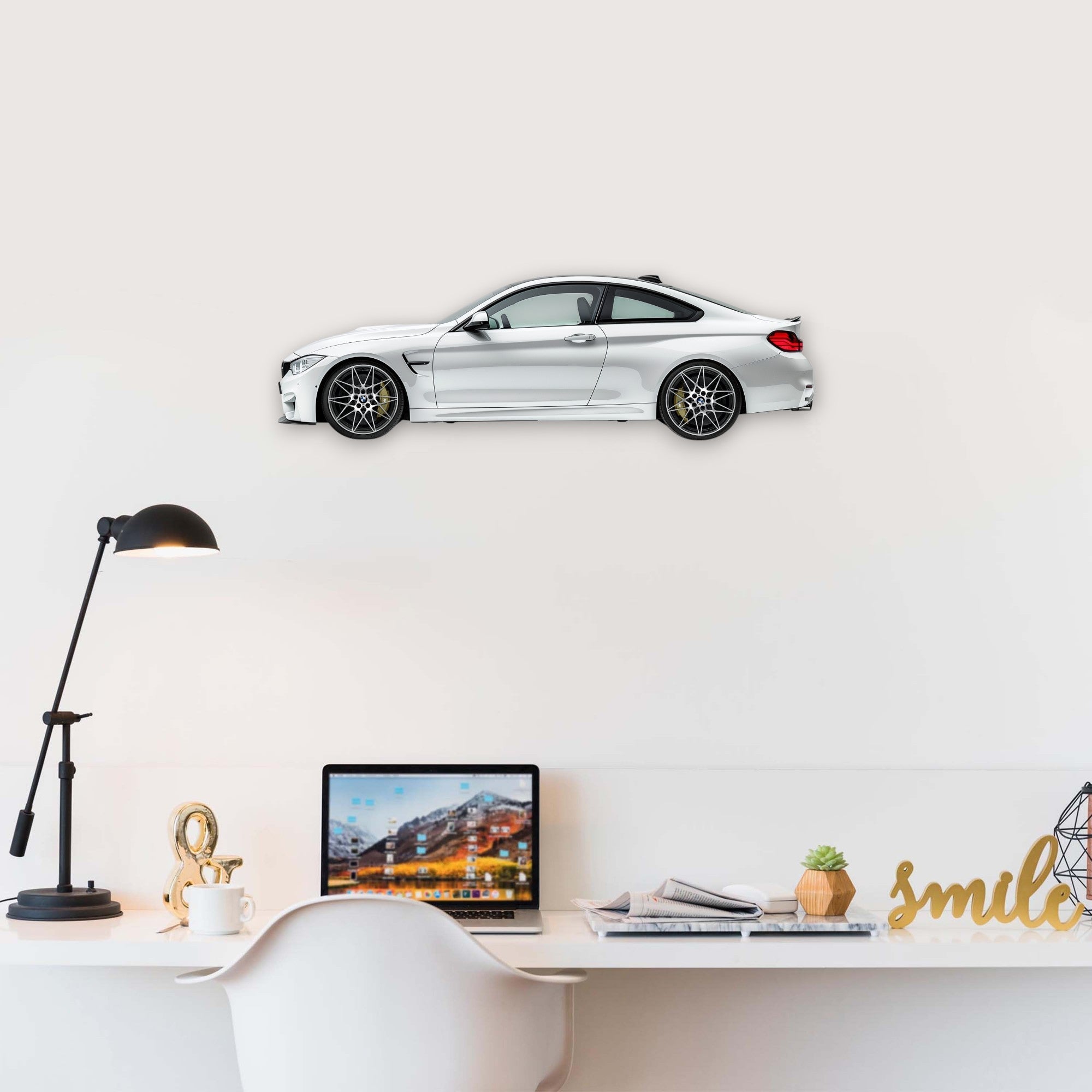 2020 BMW M4 F82 (2) Metal Car Wall Art, Color 2D Diecast Car Decor, Silhouette Metal Wall Art, Gift For Car Lovers, Detailed Color Metal Car