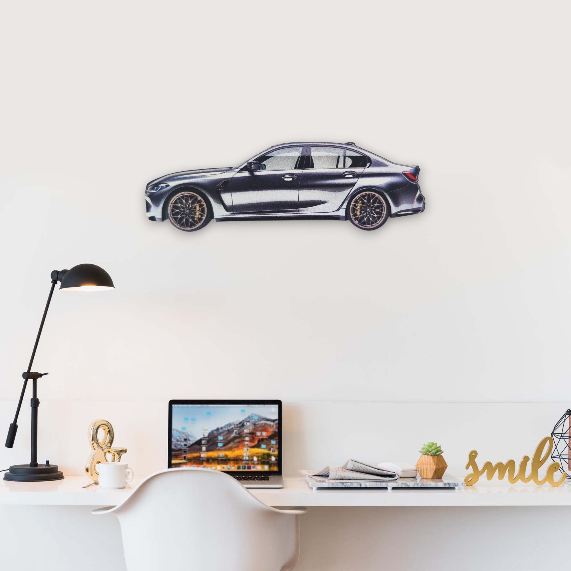 2021 BMW G80 M3 (1) Metal Car Wall Art, Color 2D Diecast Car Decor, Silhouette Metal Wall Art, Gift For Car Lovers, Detailed Color Metal Car