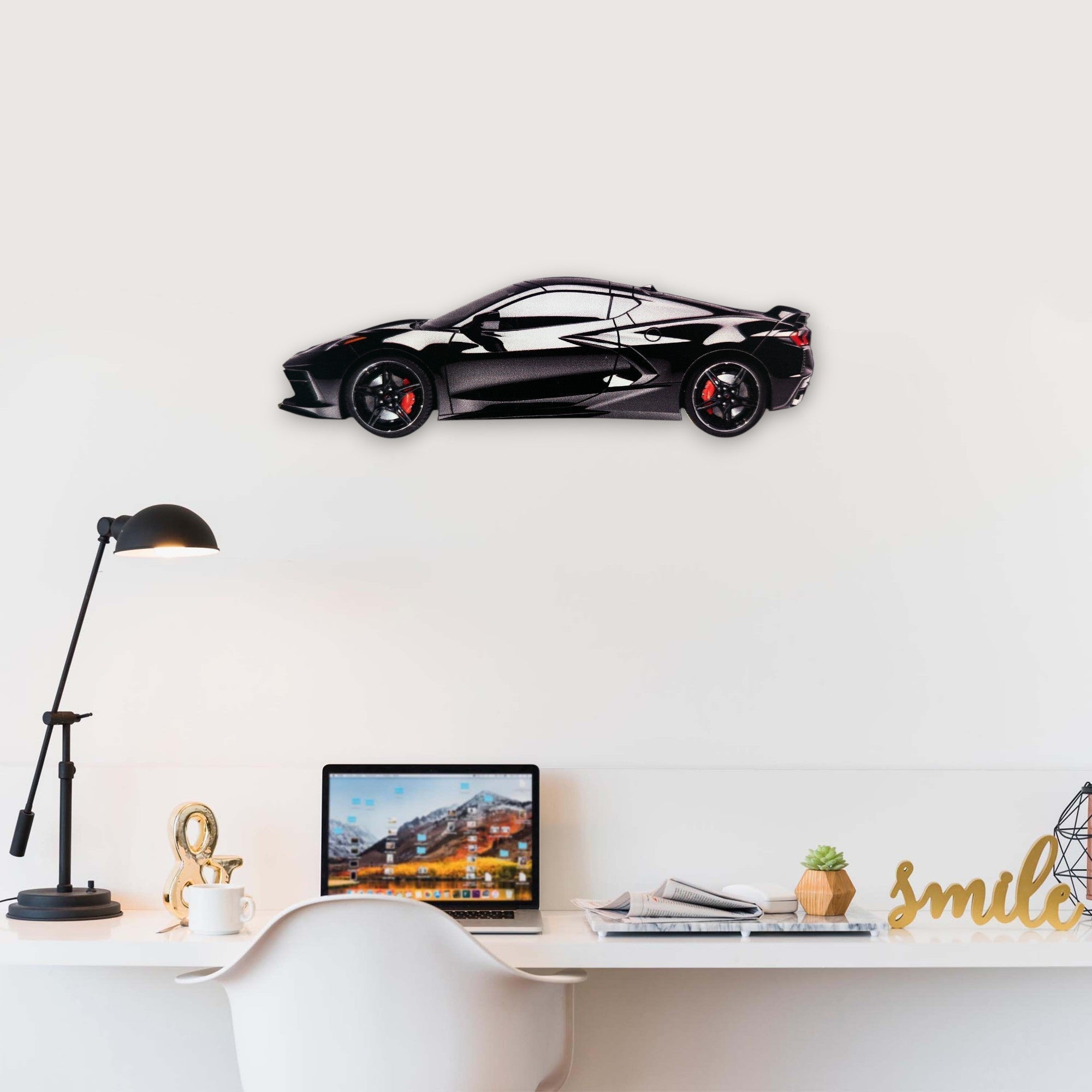 2021 Chevrolet Corvette C8 (1) Metal Car Wall Art, Color 2D Diecast Car Decor, Silhouette Metal Wall Art, Gift For Car Lovers, Detailed Color Metal Car