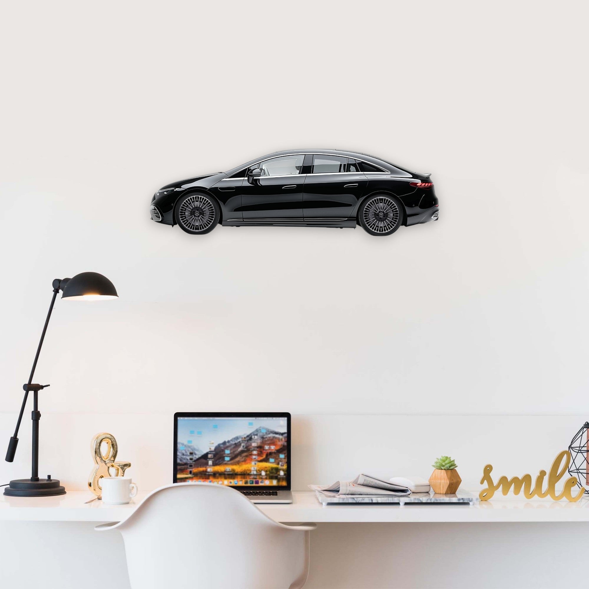 2021 Mercedes-Benz EQS (1) Metal Car Wall Art, Color 2D Diecast Car Decor, Silhouette Metal Wall Art, Gift For Car Lovers, Detailed Color Metal Car