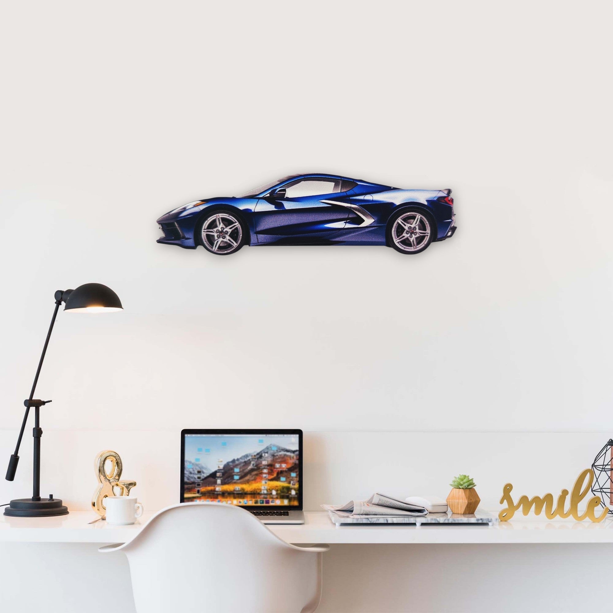 2023 Chevrolet Corvette Stingray (1) Metal Car Wall Art, Color 2D Diecast Car Decor, Silhouette Metal Wall Art, Gift For Car Lovers, Detailed Color Metal Car