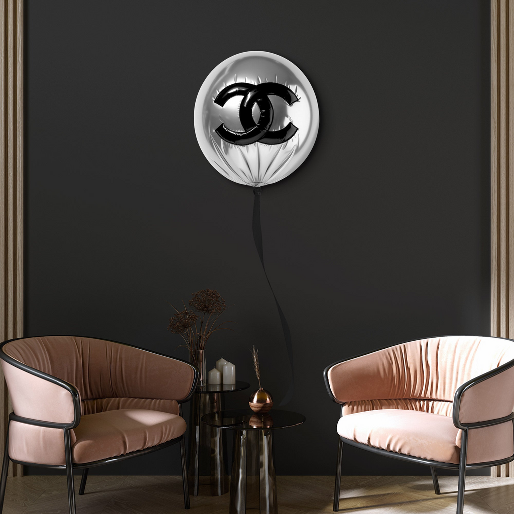 Designer-Inspired Luxe Acrylic Balloon Wall Art with Ribbon