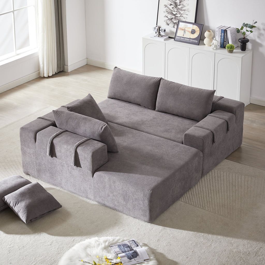 Modern Chenille Upholstered Sectional Sofa Couch Set,Modular 108' L Shaped Sectional Living Room Sofa Set With 6 Pillows,Free Combination Sofa Couch for Living Room,Bedroom(Left Chaise)