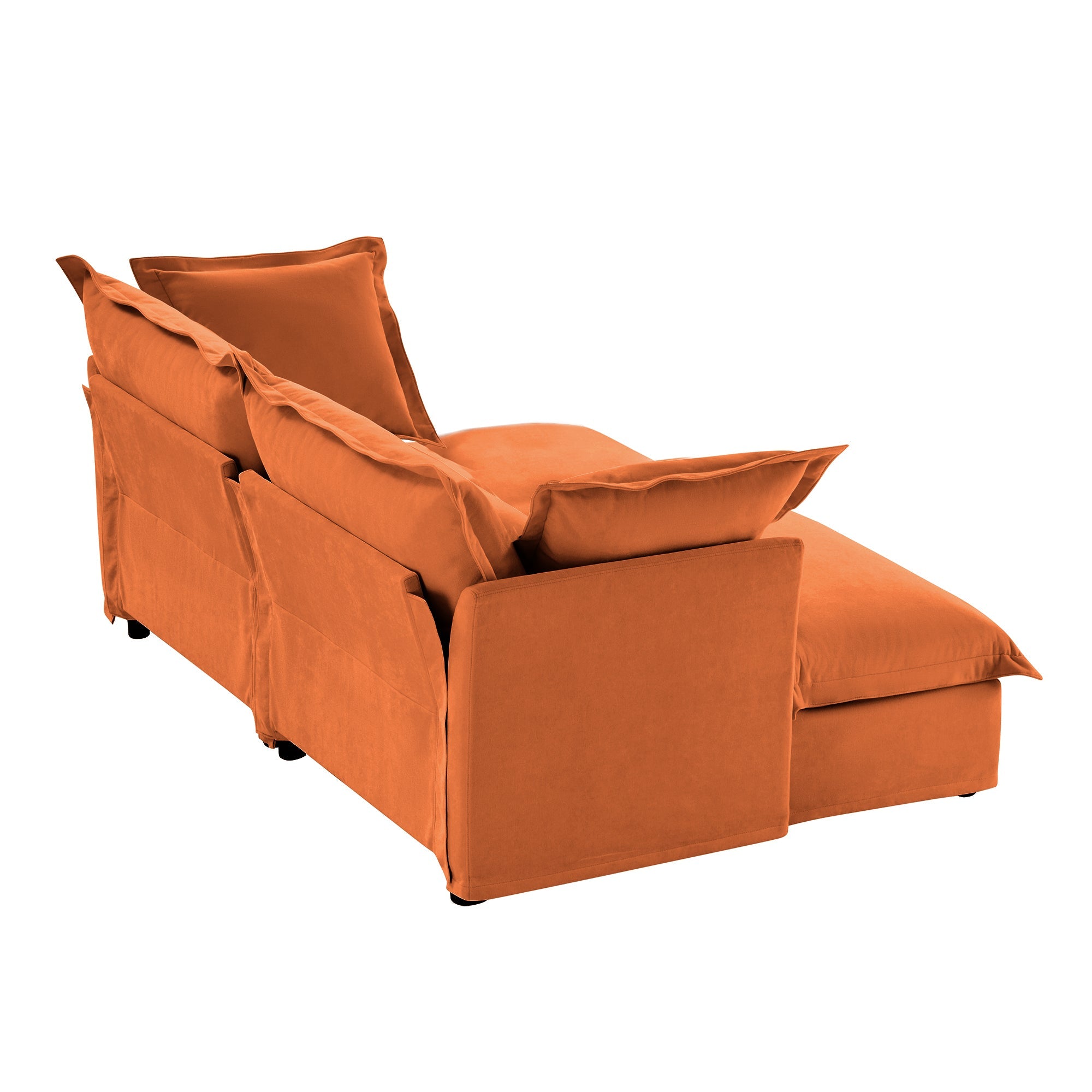 Slipcovered Sofa 2 Seater Sofa    With 2 Ottomans, 2 Seater Sleeper Sofa Bed Home Theater Oversized Sofa For Living Room, Chenille, orange