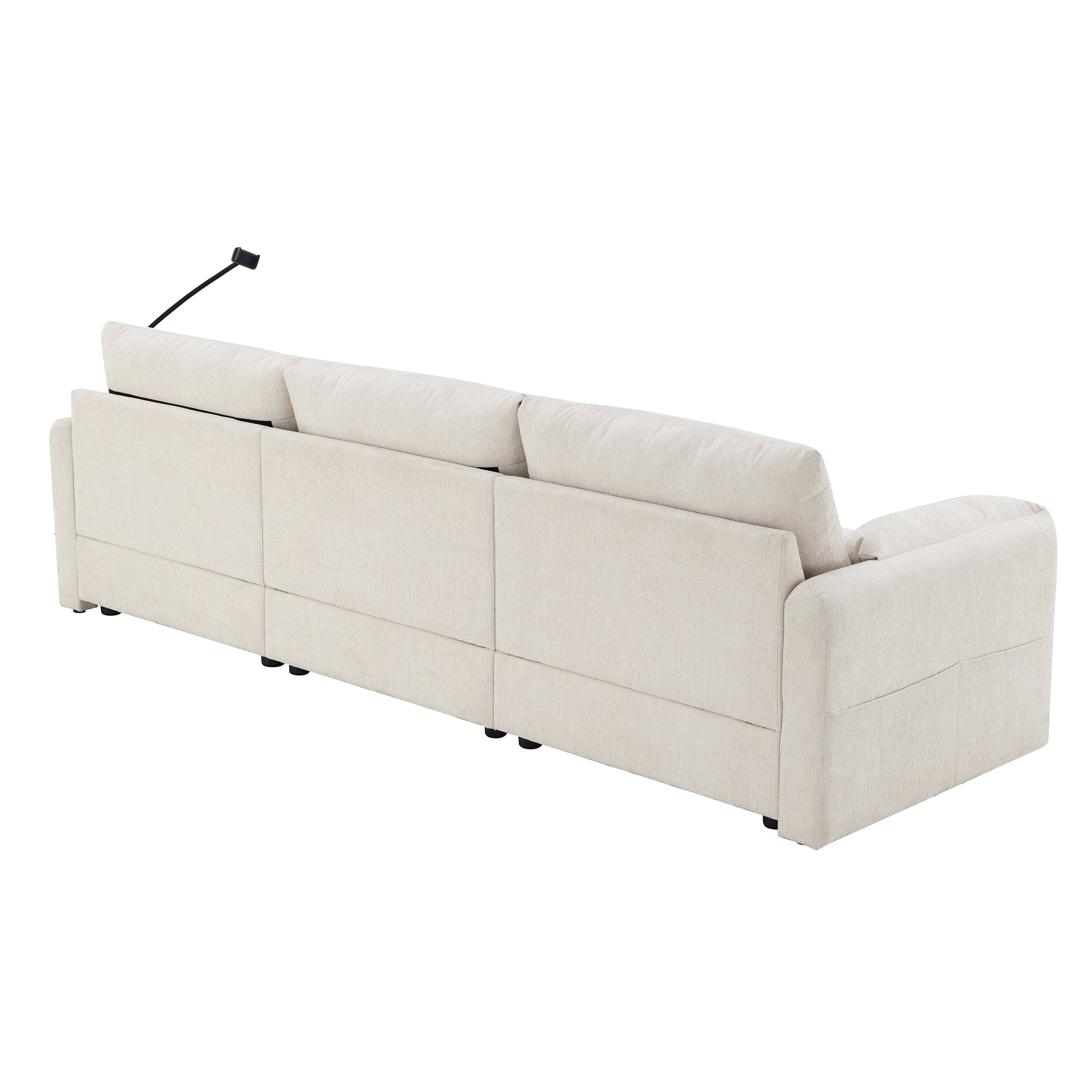 96.5'' Chenille Sectional Sofa with Storage Ottoman and Pockets,Adjustable Phone Holder,Wide Seat,4 Seat L Shaped Couch Set,Comfy Sofa with USB Charger for Living Room,Apartment,3 Colors