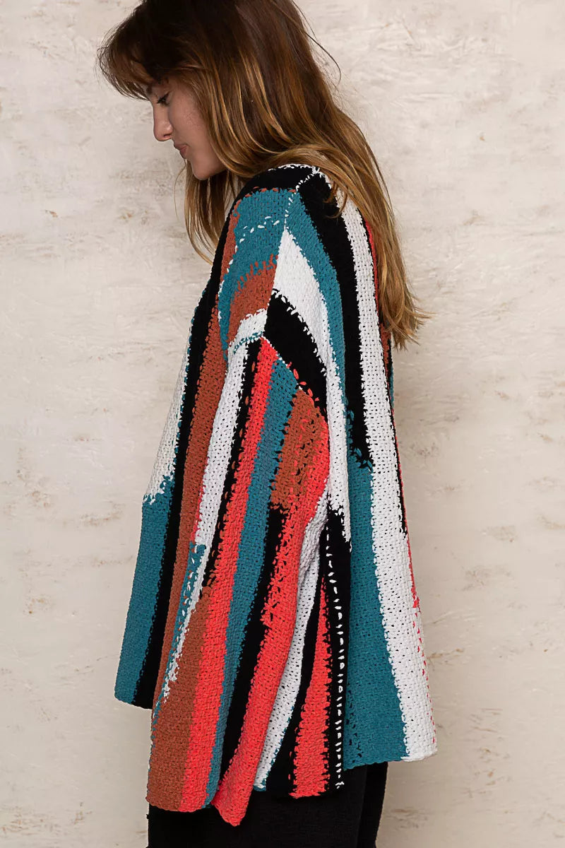 POL Color Block Round Neck Oversized Sweater