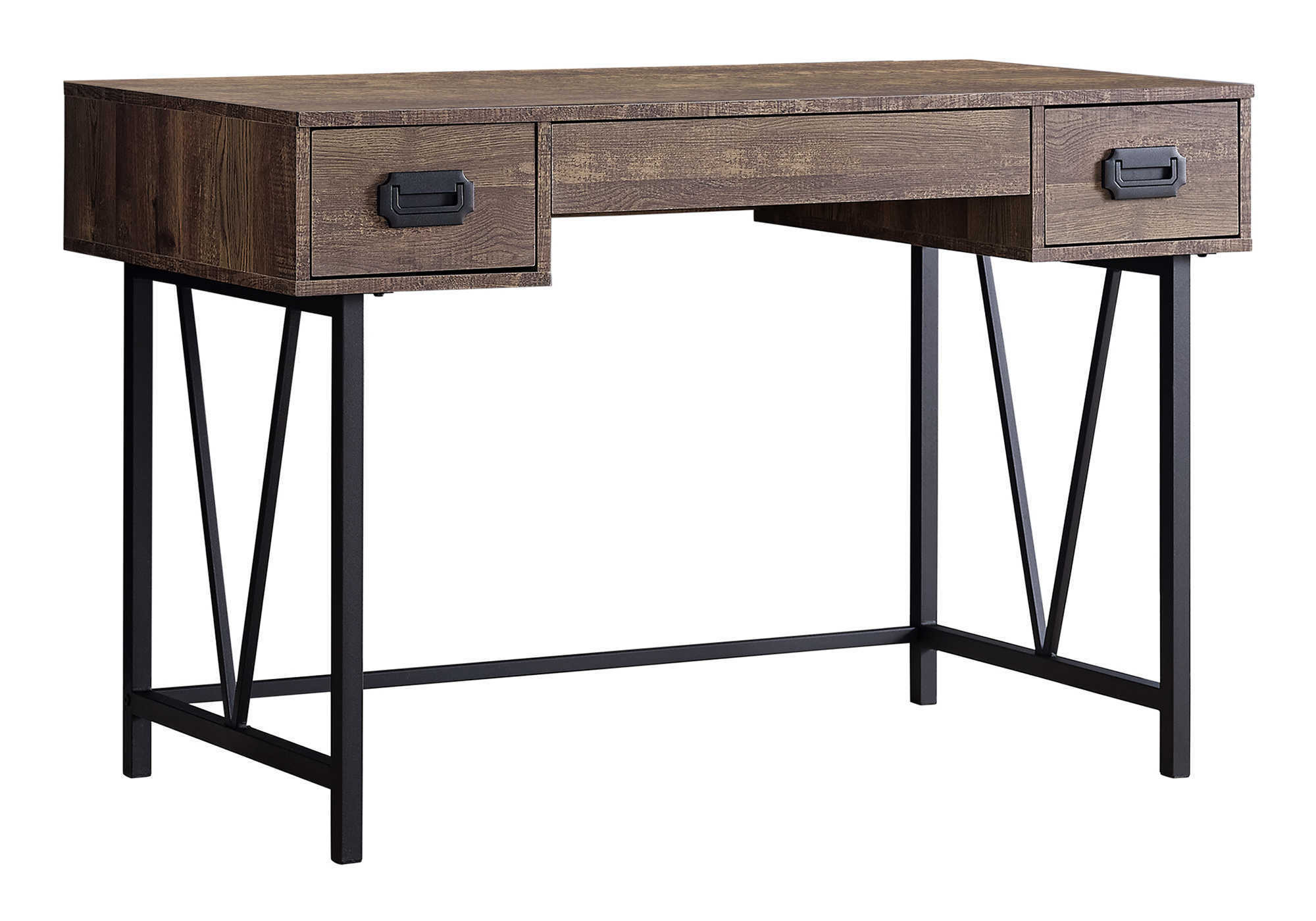 Computer Desk, Home Office, Laptop, Storage Drawers, 48'l, Work, Brown Laminate, Black Metal, Transitional