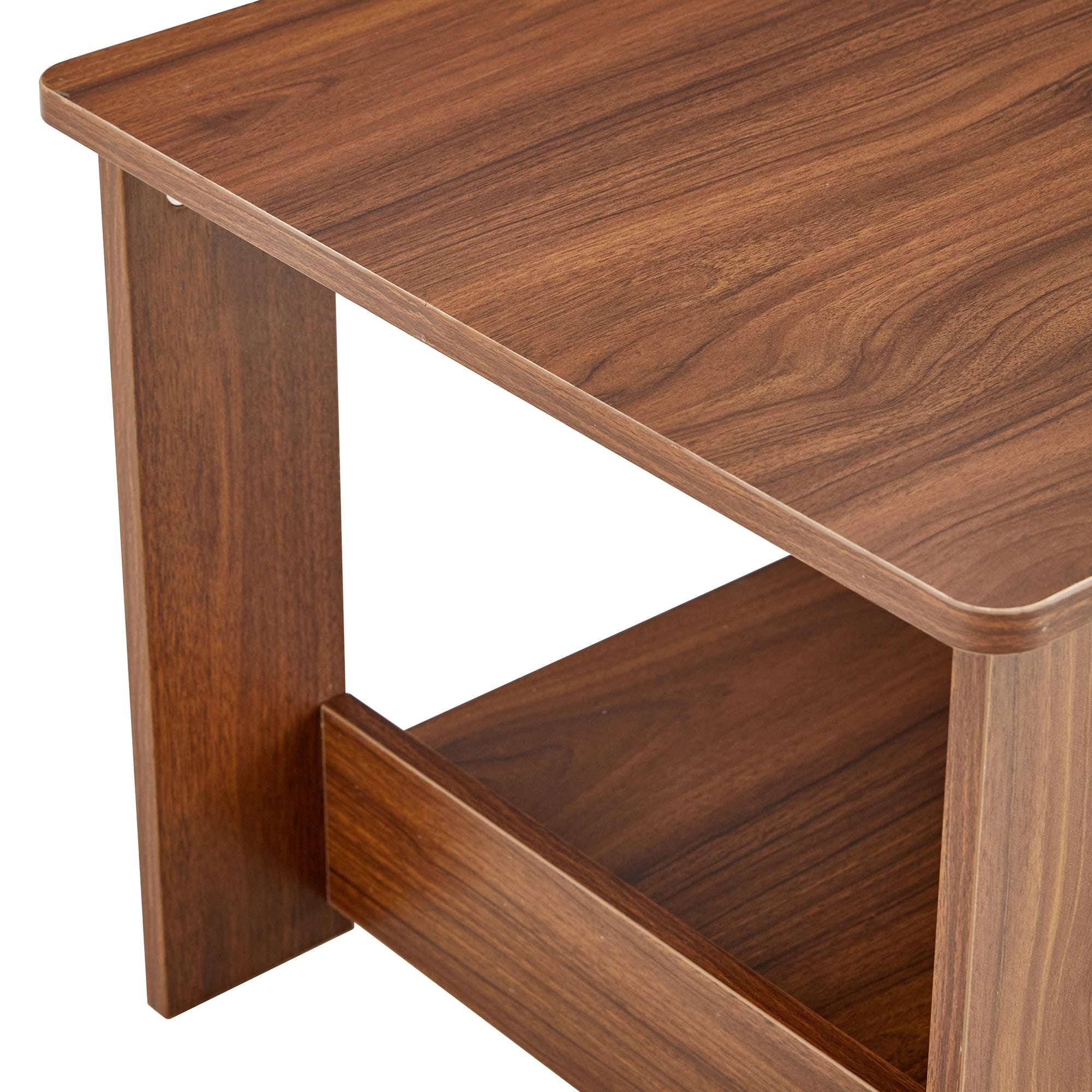 Modern and practical walnut textured coffee tables , tea tables. The double layered coffee table is made of MDF material. Suitable for living room  43.3"*21.6"*16.5"  CT-16