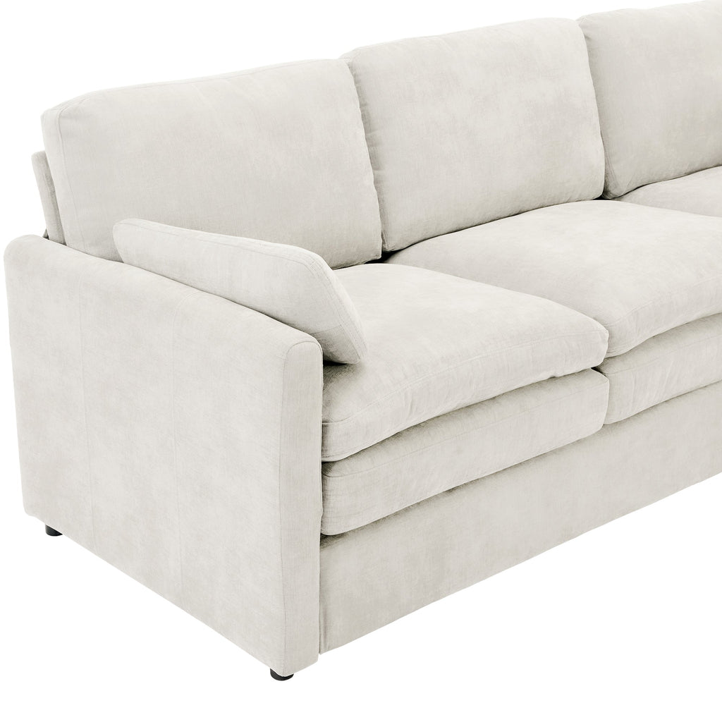 89'  Cozy Upholstered 3-seater Sofa Oversized Comfy Cloud Sofa Double Cushion 3-seater Sofa Plush Cushion Sofa Couch for Living Room, Beige