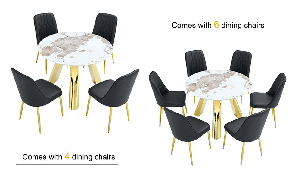 42' Luxury Sintered Stone Table: 0.45' Durable Top + 6' Steel Legs, 350lb Capacity, Stain/Heat-Resistant White/Gray Veined Surface - Modern Minimalist Design
