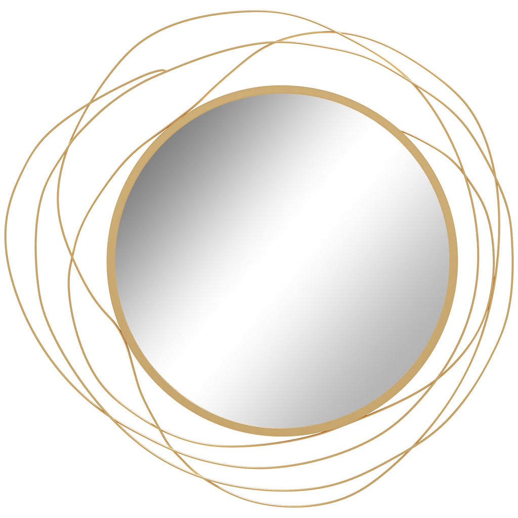 HOMCOM Metal Wall Art Modern Mirror Decor Home Hanging Wall Sculptures for Living Room Bedroom Dining Room, Gold