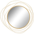 HOMCOM Metal Wall Art Modern Mirror Decor Home Hanging Wall Sculptures for Living Room Bedroom Dining Room, Gold