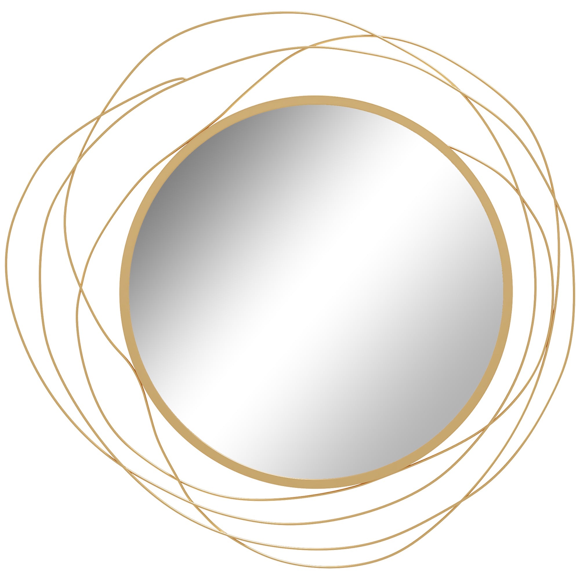 HOMCOM Metal Wall Art Modern Mirror Decor Home Hanging Wall Sculptures for Living Room Bedroom Dining Room, Gold