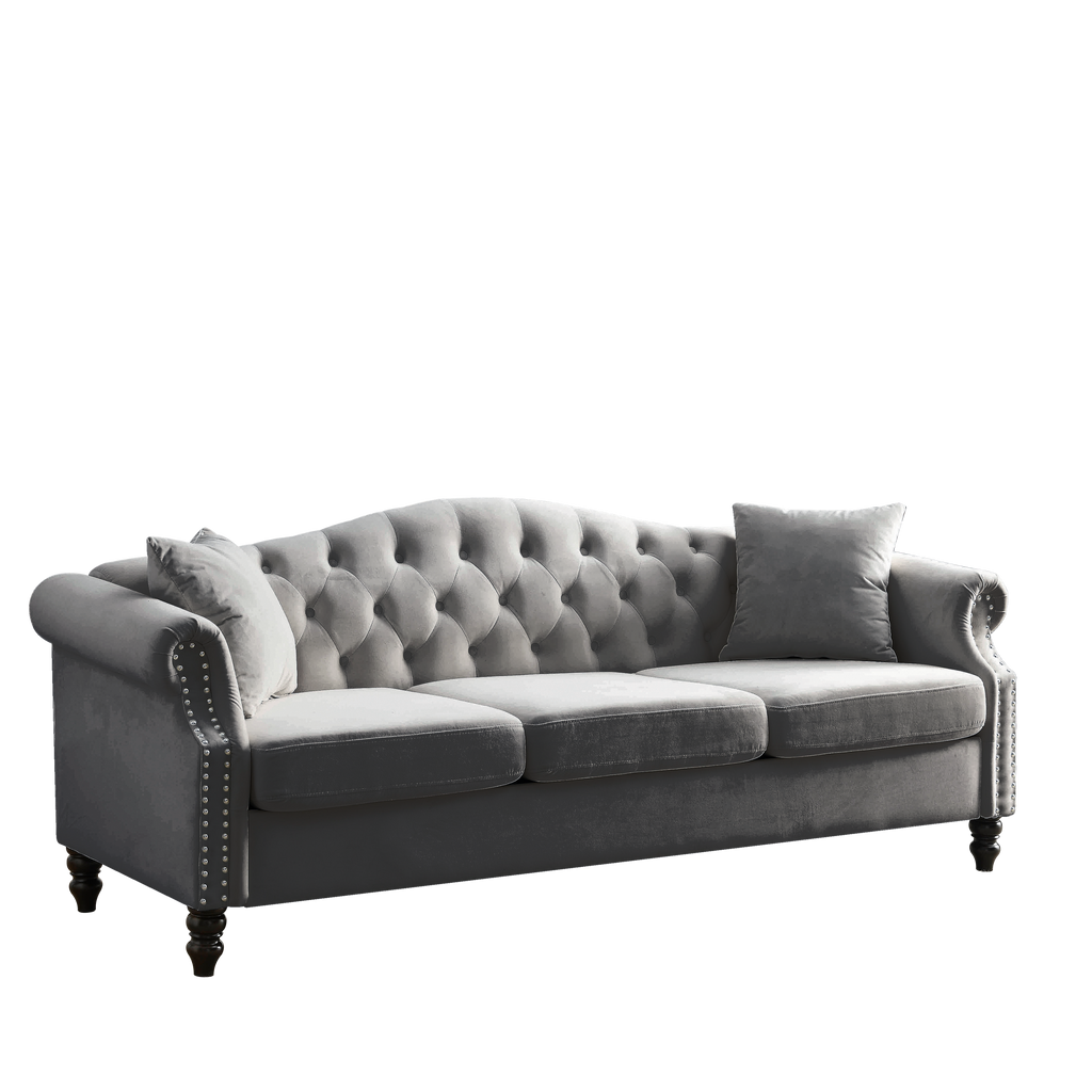 3-seater + 3-seater Combination sofa.Grey Velvet W834S00064