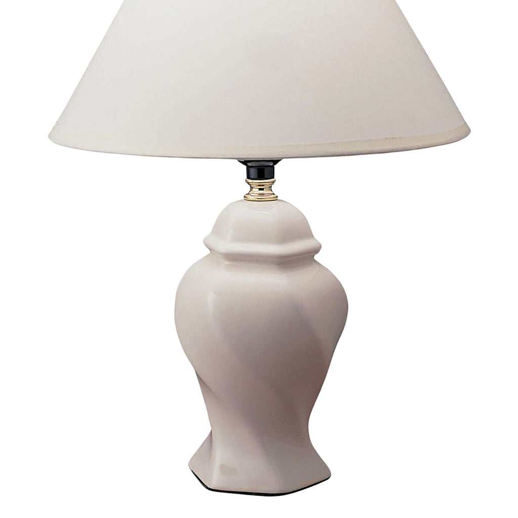 13' Tall Ceramic Table Lamp, Urn-Shaped with Ivory finish, Linen Shade