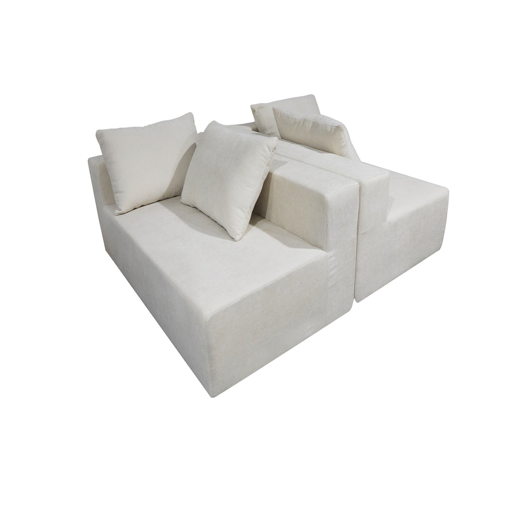 Four seater combination sofa, sofa bed, made of high-density sponge and soft linen fabric, with multiple combination methods (beige)