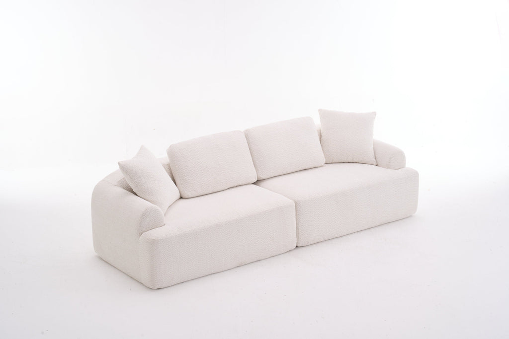 LY-024 BEIGE COMPRESSION SOFA: 4-seater combined sofa, Crochet Yarn Fabric, full sponge compression sofa,combined sofa with 4 pillows for home living/ Home Furniture/ Apartment