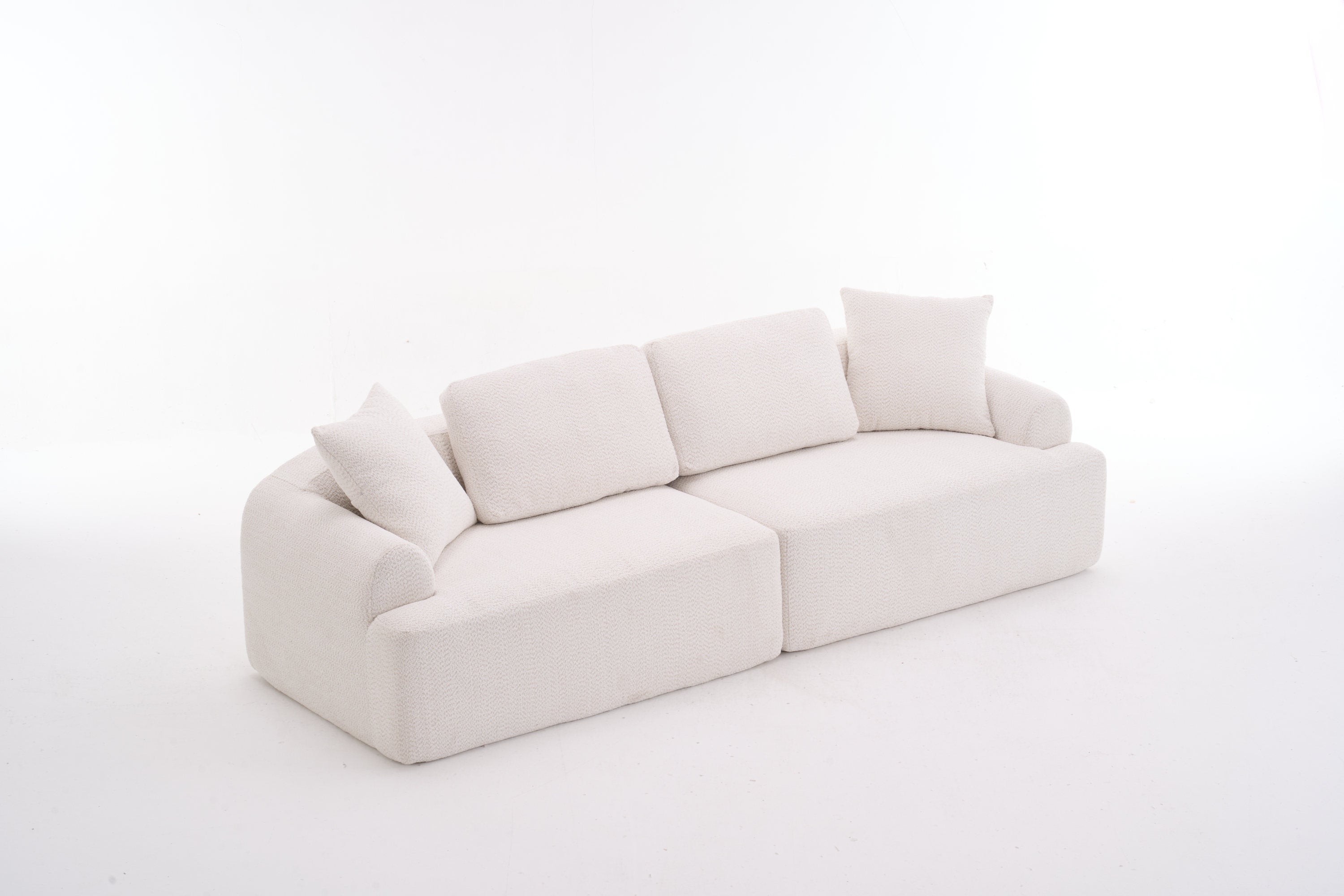 LY-024 BEIGE COMPRESSION SOFA: 4-seater combined sofa, Crochet Yarn Fabric, full sponge compression sofa,combined sofa with 4 pillows for home living/ Home Furniture/ Apartment