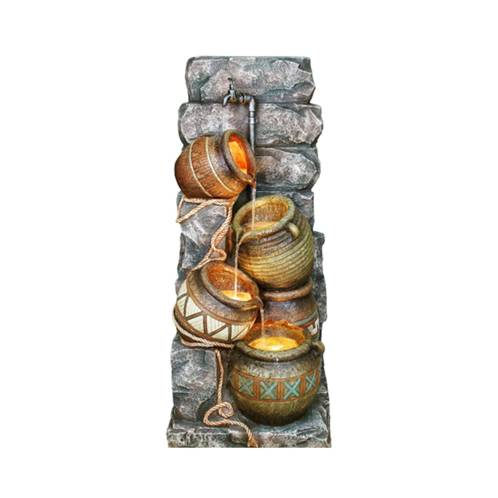 43" Tall Outdoor Polyresin Potter Pitcher Fountain With LED Lights (SAK72143)