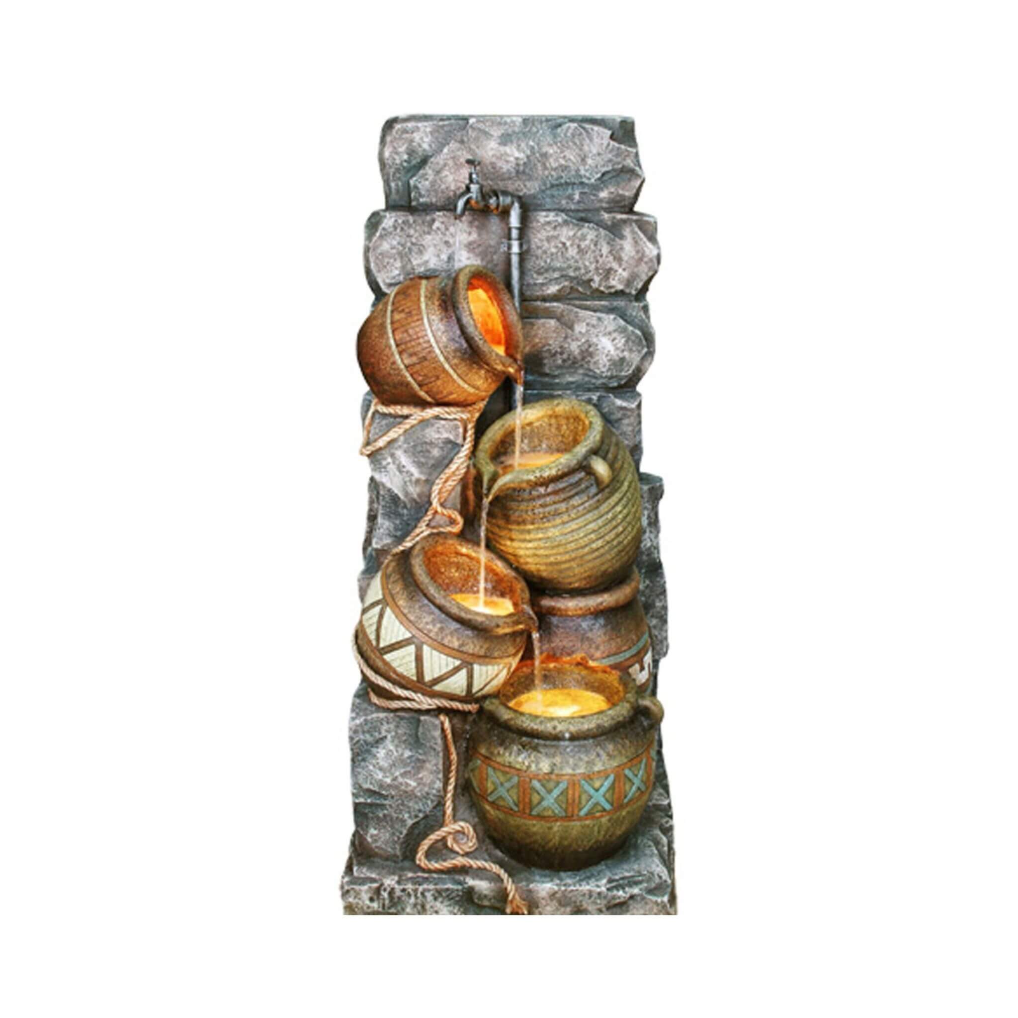 43" Tall Outdoor Polyresin Potter Pitcher Fountain With LED Lights (SAK72143)